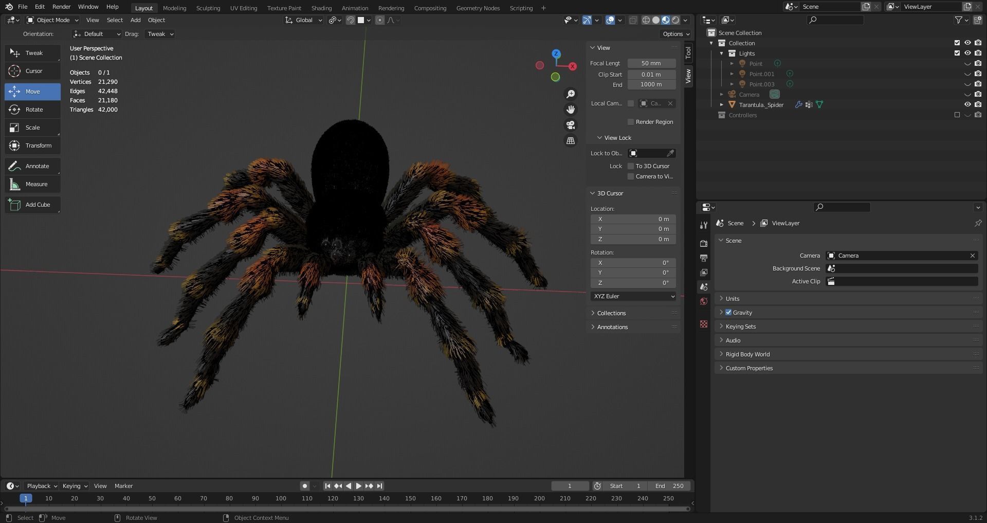 3D Spider Tarantula Rigged and Animation Low-poly 3D model_24