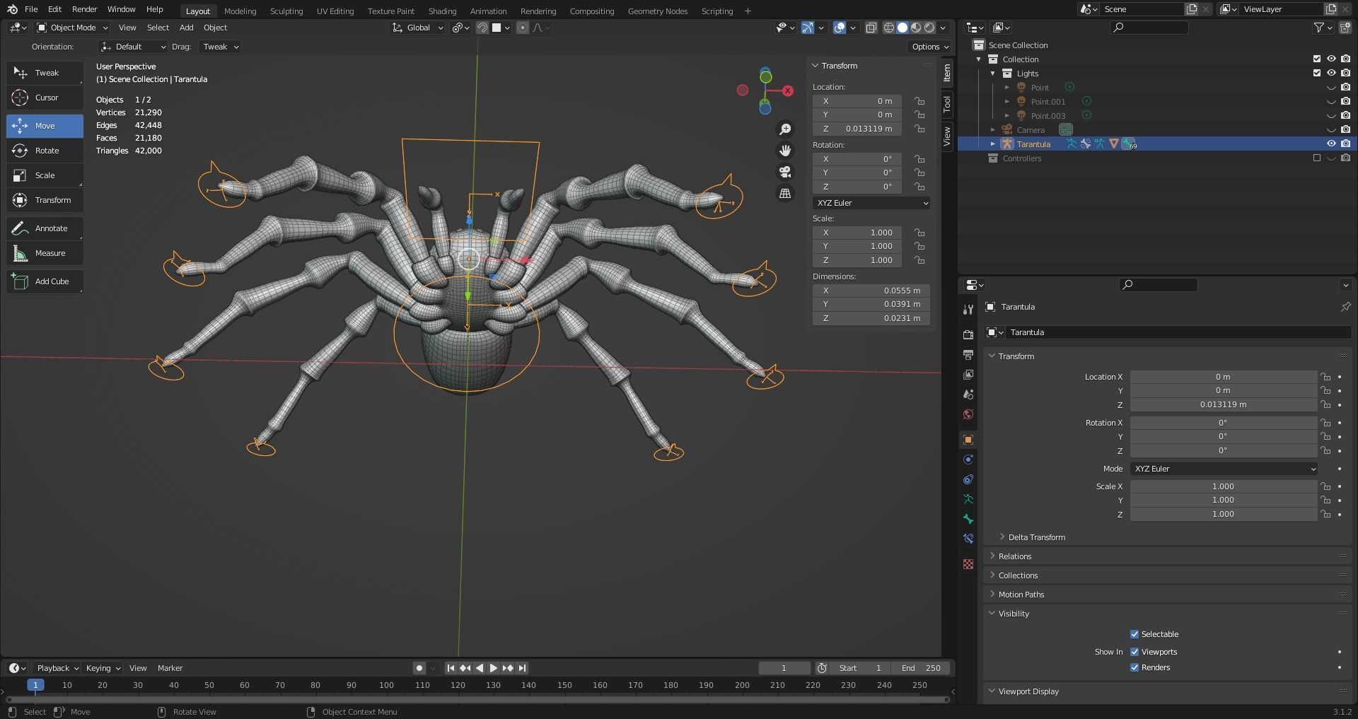 3D Spider Tarantula Rigged and Animation Low-poly 3D model_11