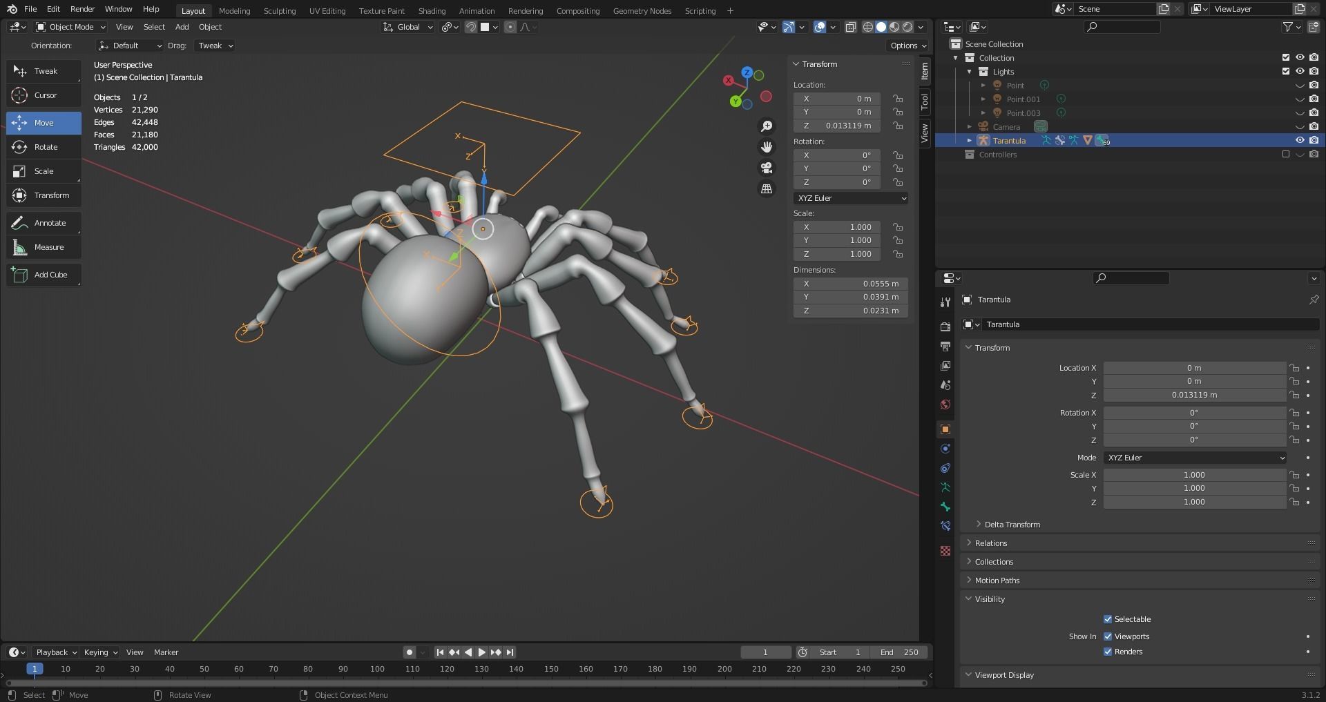 3D Spider Tarantula Rigged and Animation Low-poly 3D model_12