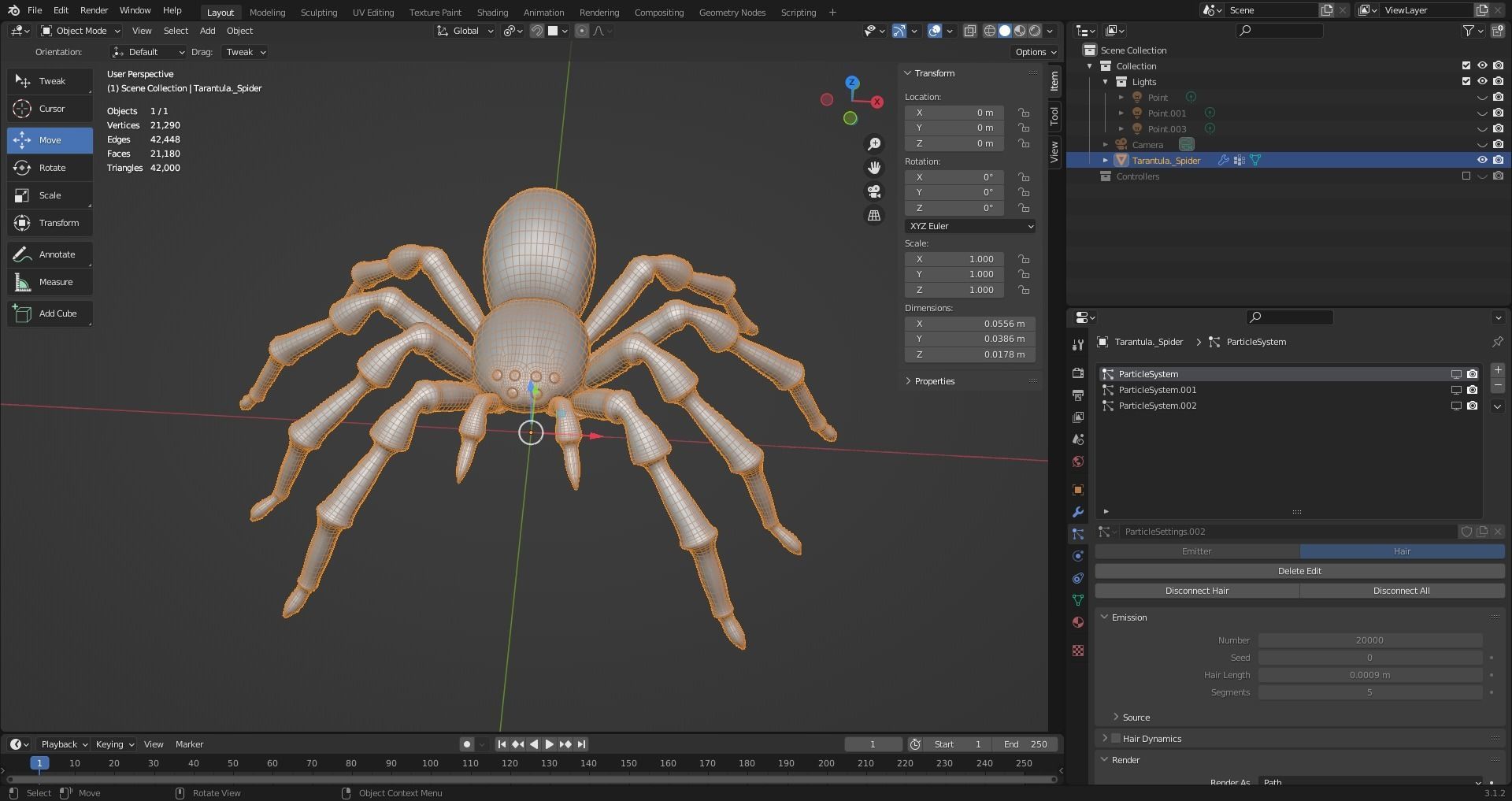 3D Spider Tarantula Rigged and Animation Low-poly 3D model_20