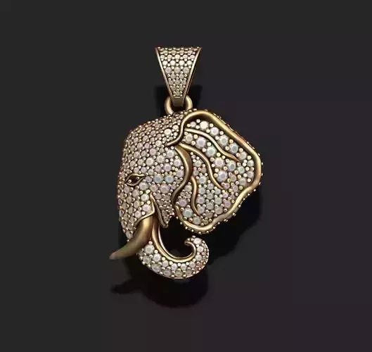 Elephant head pendant with gems