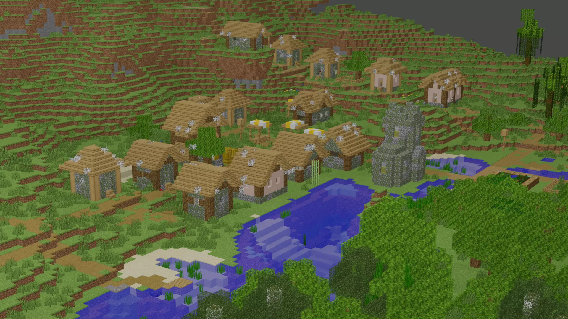 Minecraft Village 3D model_0