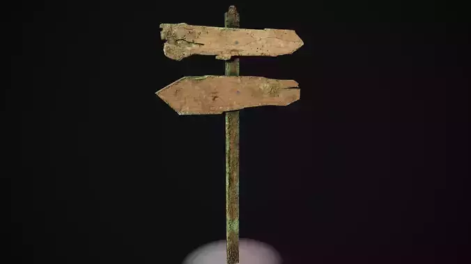 Old signpost Low-poly 3D model