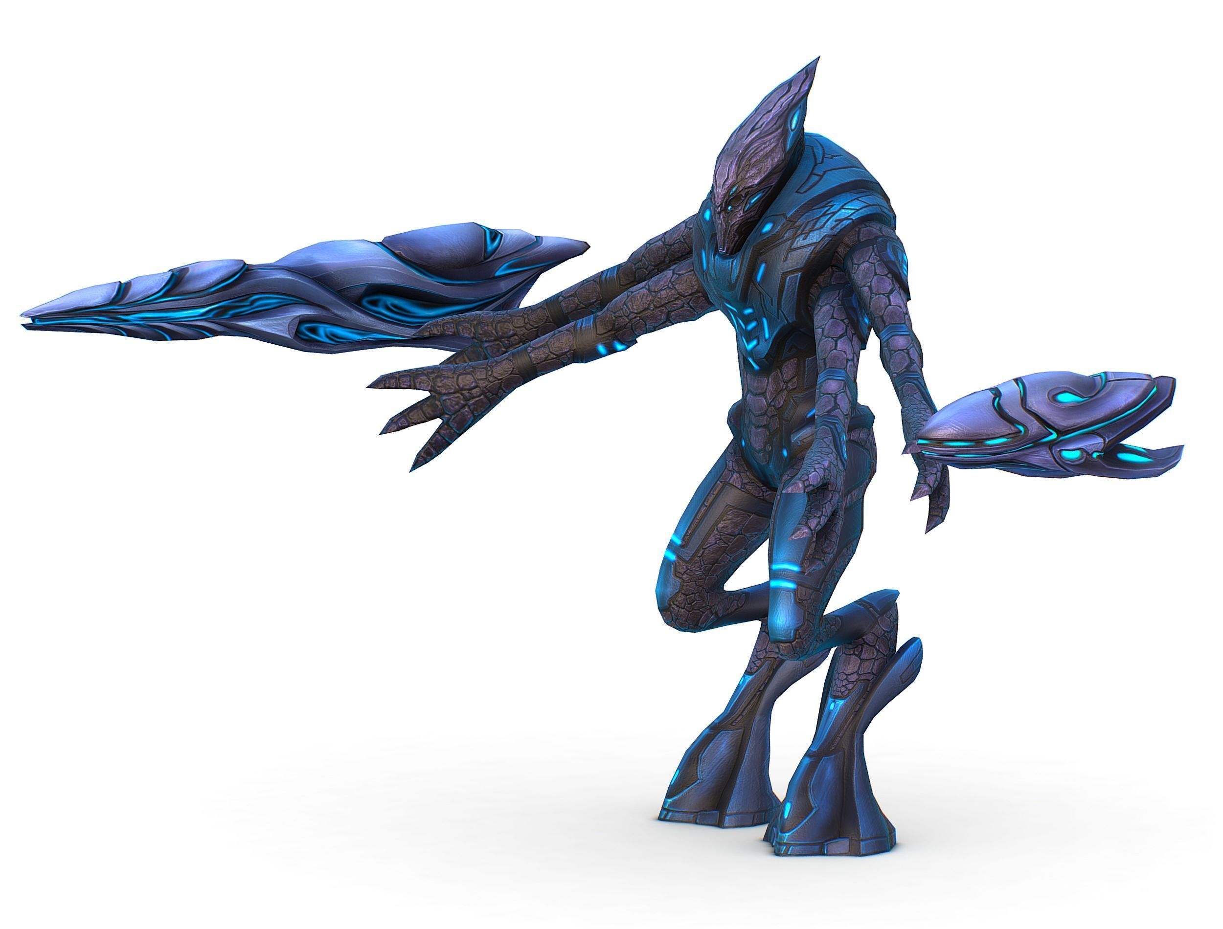 Low Poly Alien Cyborg Trooper Soldier UFO Low-poly 3D model_12