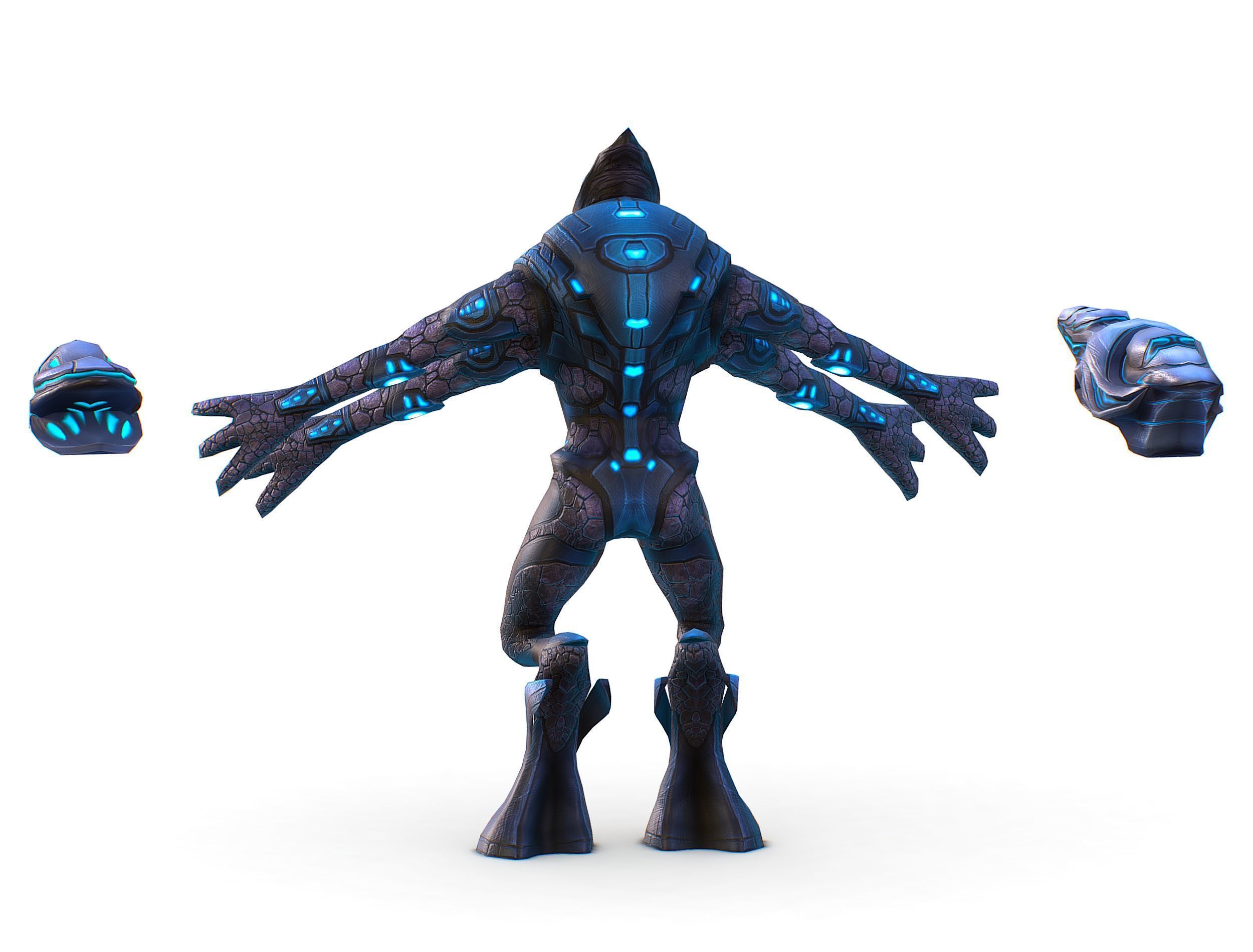 Low Poly Alien Cyborg Trooper Soldier UFO Low-poly 3D model_8