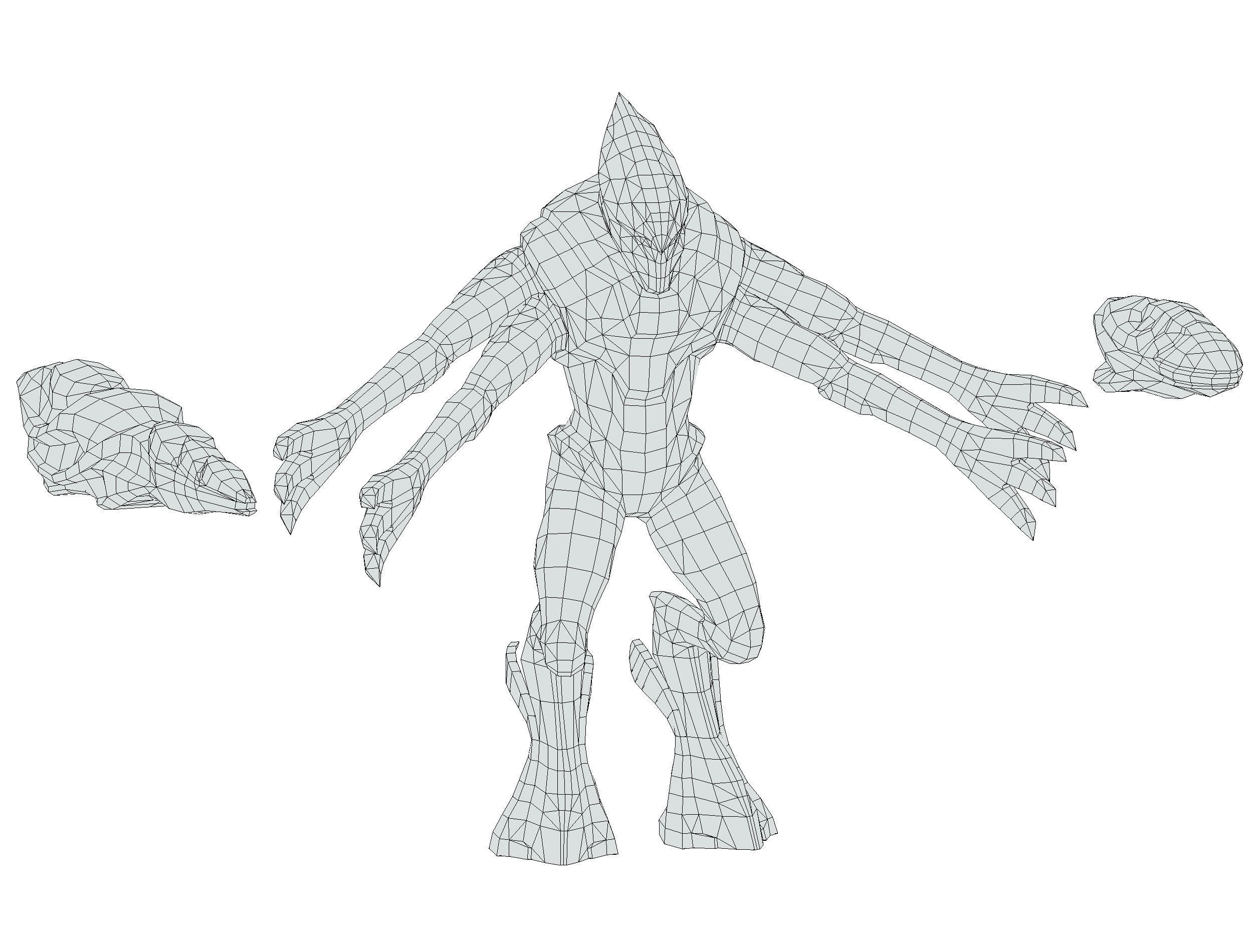 Low Poly Alien Cyborg Trooper Soldier UFO Low-poly 3D model_21