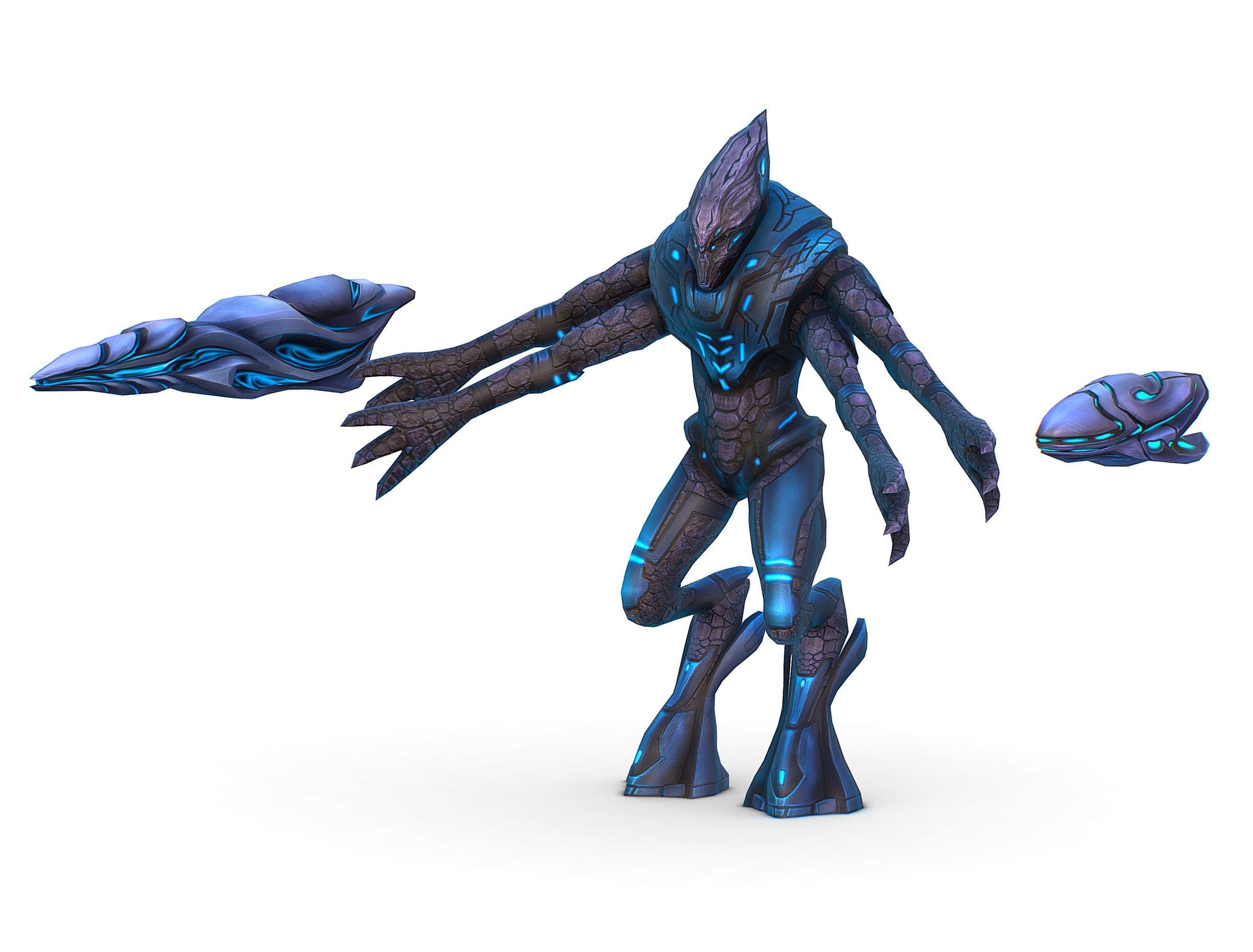 Low Poly Alien Cyborg Trooper Soldier UFO Low-poly 3D model_13