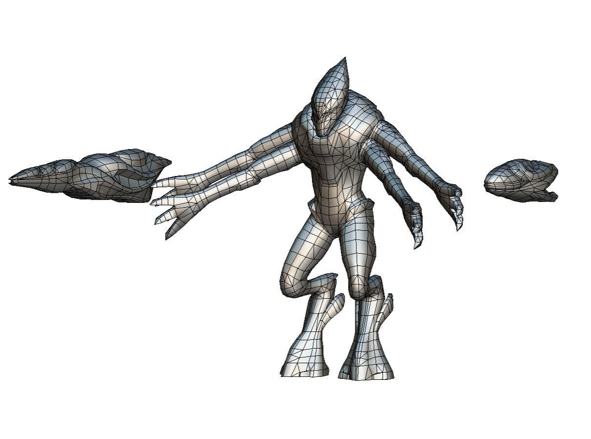 Low Poly Alien Cyborg Trooper Soldier UFO Low-poly 3D model_25