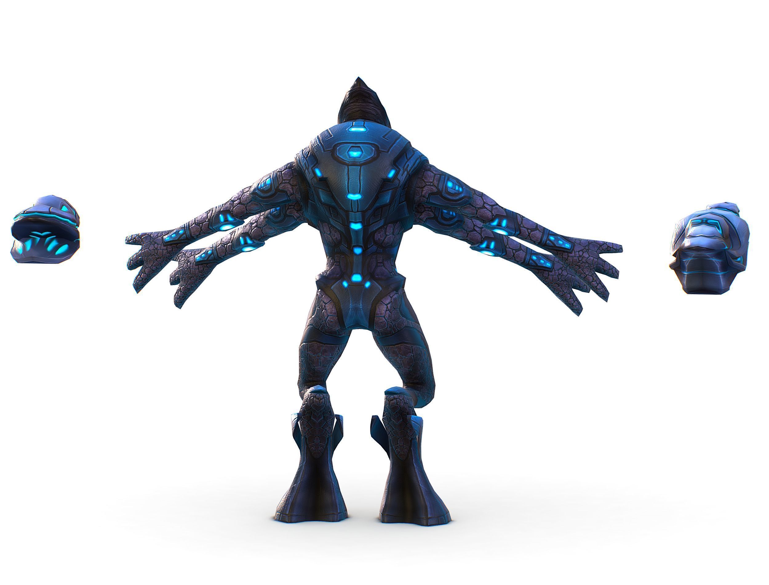 Low Poly Alien Cyborg Trooper Soldier UFO Low-poly 3D model_7