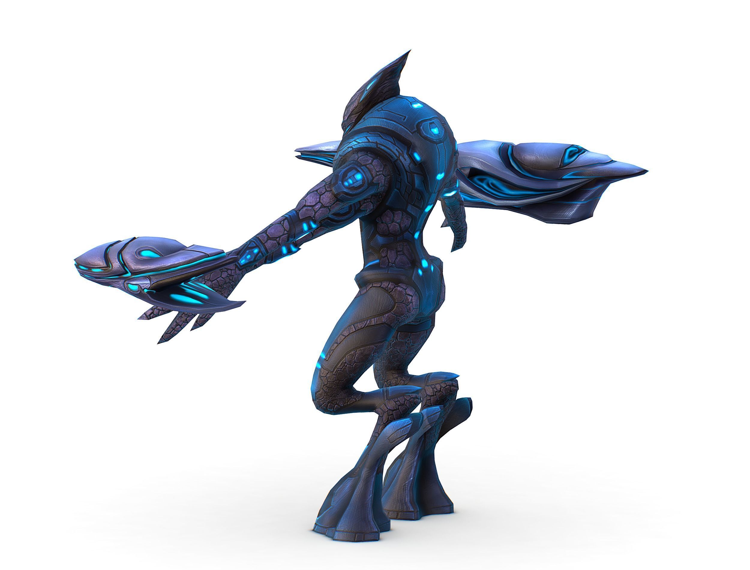 Low Poly Alien Cyborg Trooper Soldier UFO Low-poly 3D model_10