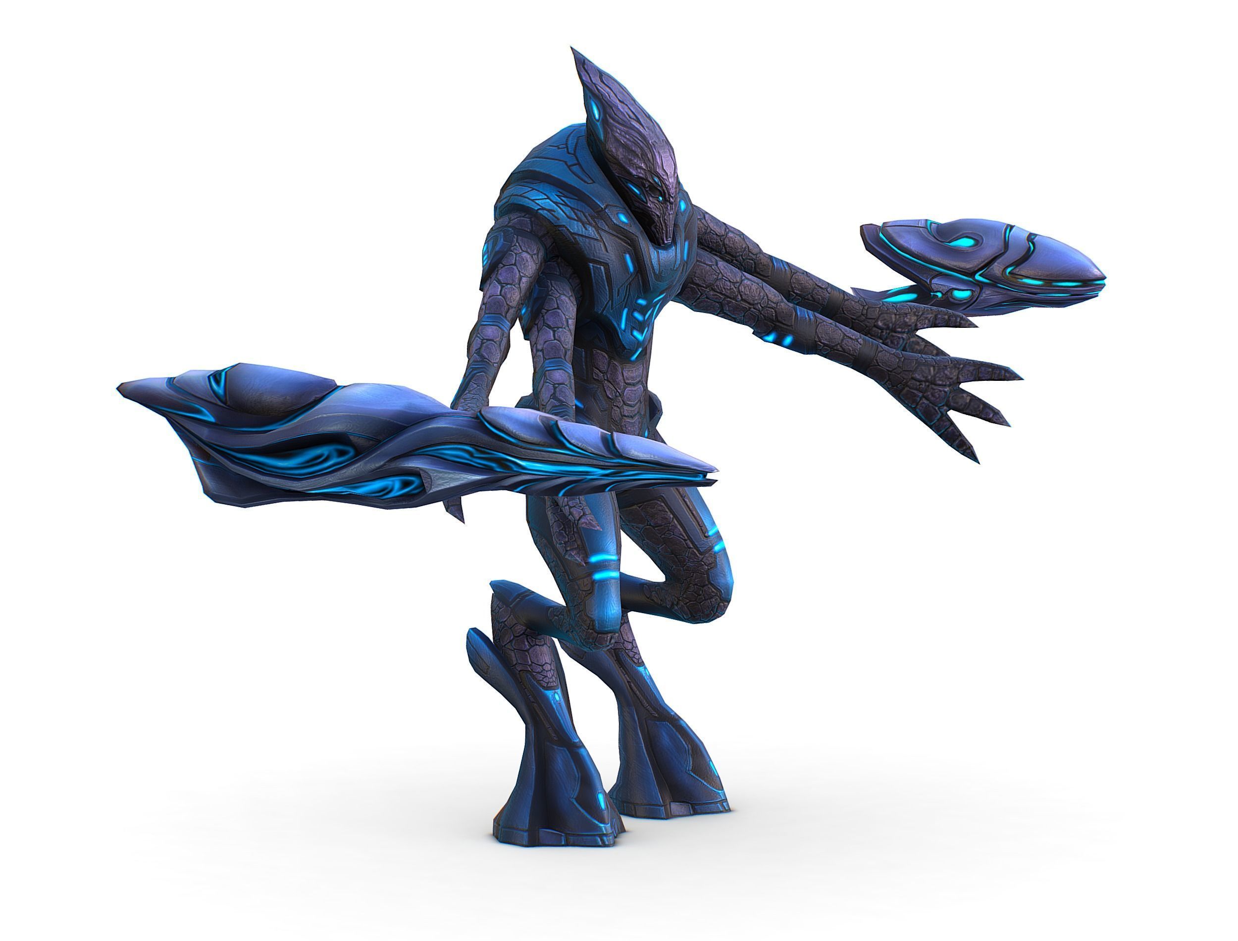 Low Poly Alien Cyborg Trooper Soldier UFO Low-poly 3D model_1