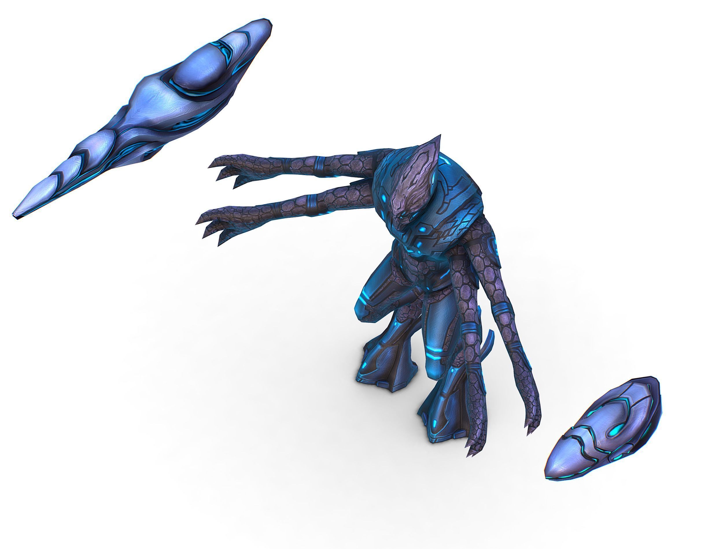 Low Poly Alien Cyborg Trooper Soldier UFO Low-poly 3D model_15