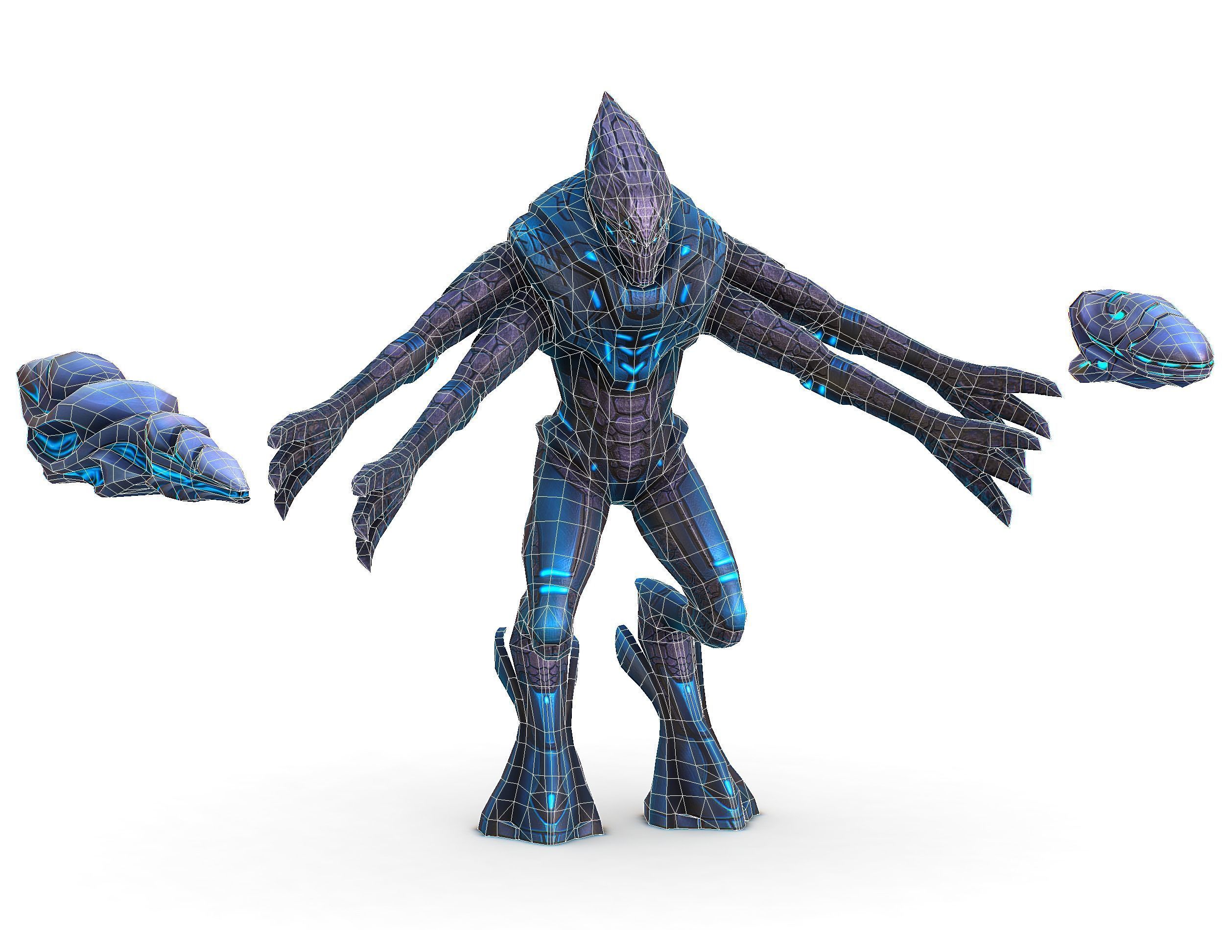 Low Poly Alien Cyborg Trooper Soldier UFO Low-poly 3D model_18