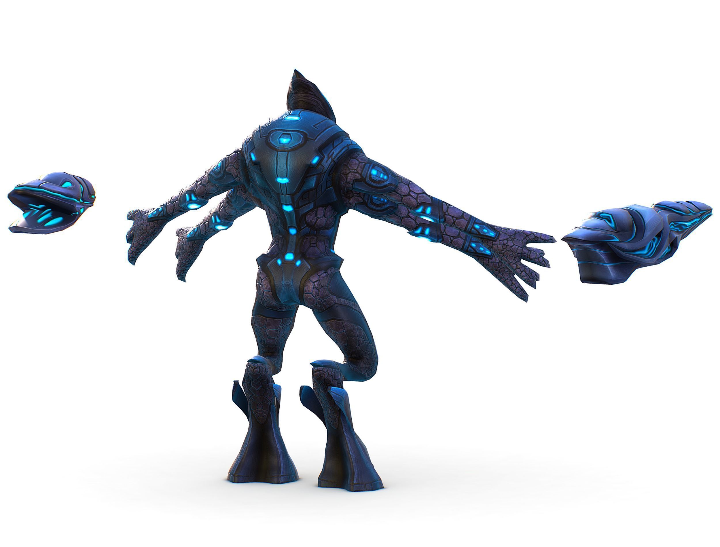 Low Poly Alien Cyborg Trooper Soldier UFO Low-poly 3D model_6