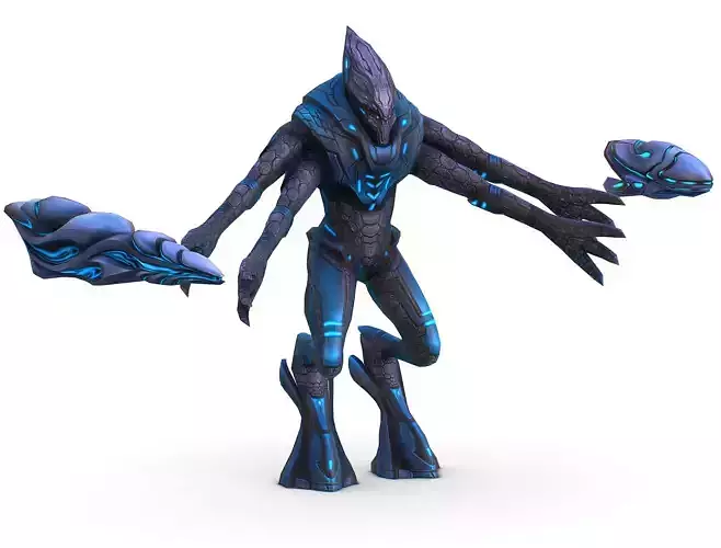 Low Poly Alien Cyborg Trooper Soldier UFO