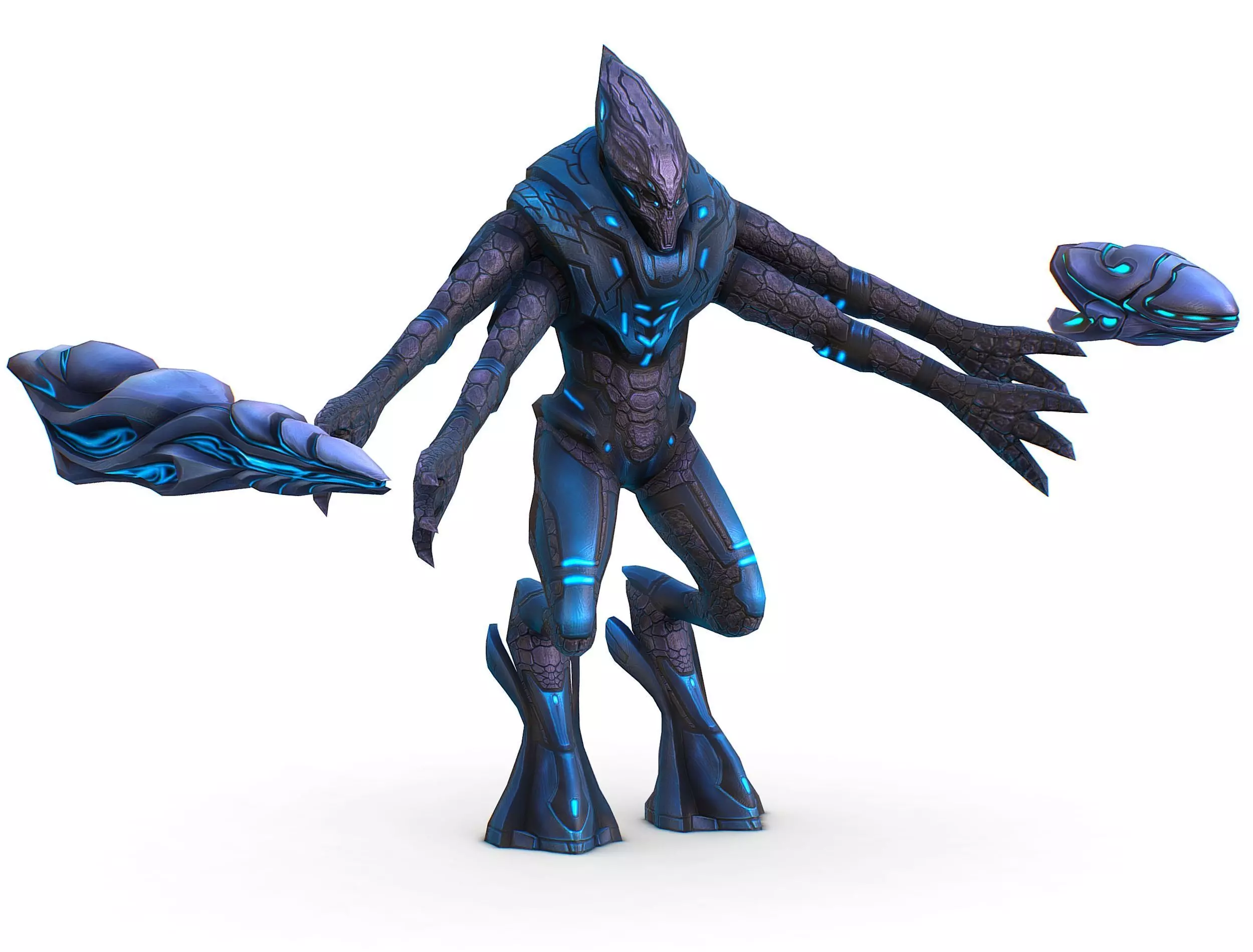 Low Poly Alien Cyborg Trooper Soldier UFO Low-poly 3D model_0