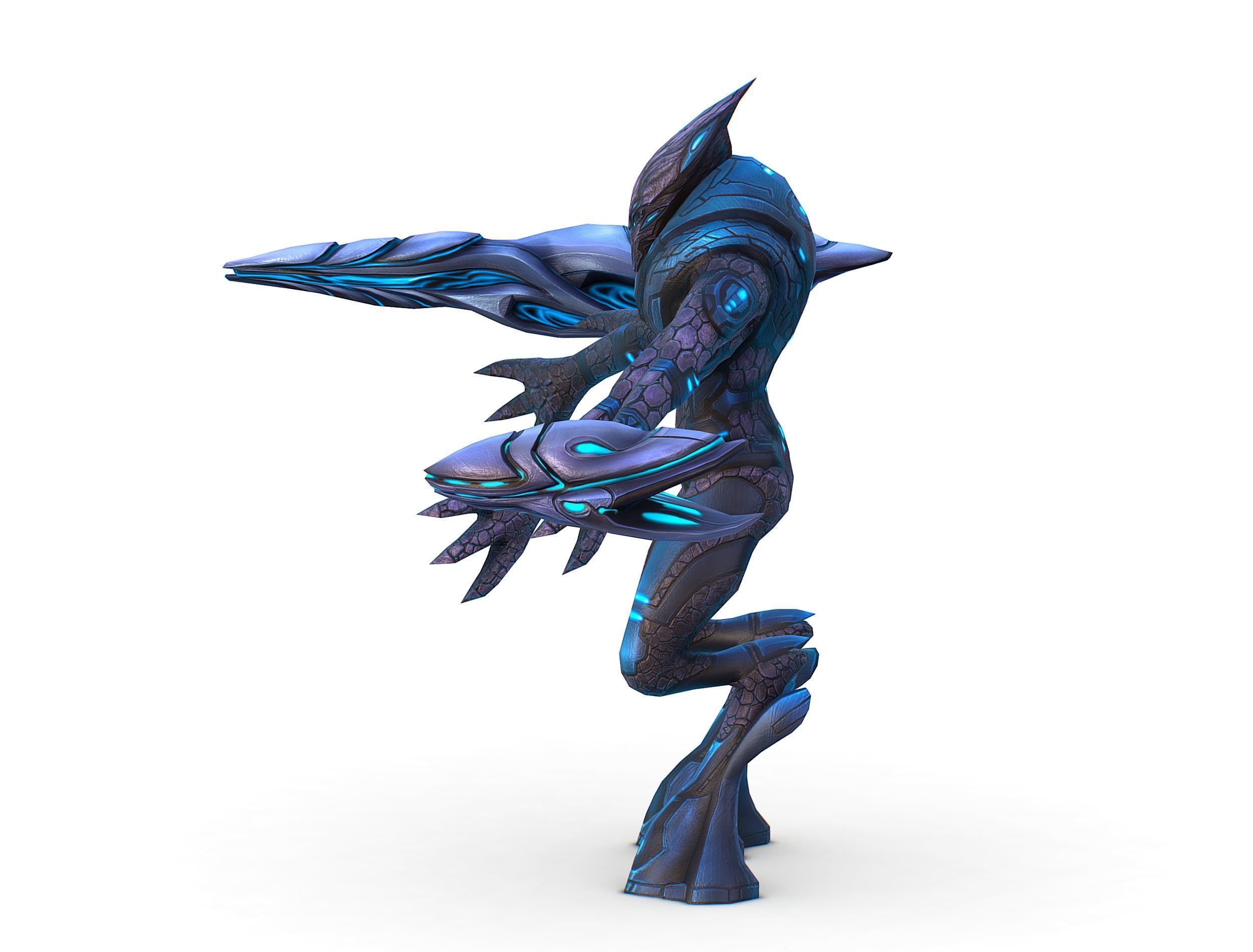 Low Poly Alien Cyborg Trooper Soldier UFO Low-poly 3D model_11