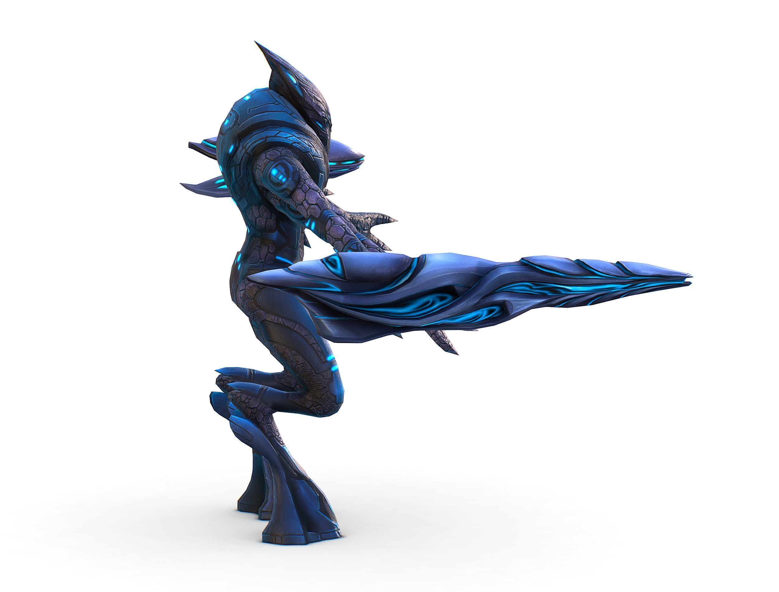 Low Poly Alien Cyborg Trooper Soldier UFO Low-poly 3D model_4