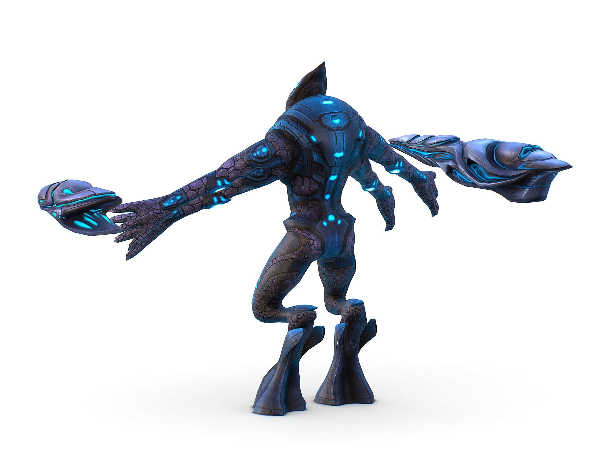 Low Poly Alien Cyborg Trooper Soldier UFO Low-poly 3D model_9