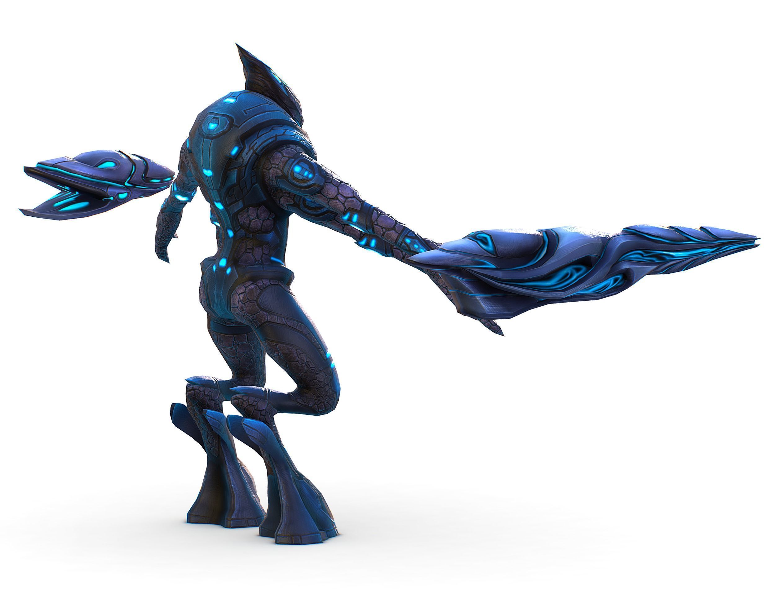 Low Poly Alien Cyborg Trooper Soldier UFO Low-poly 3D model_5