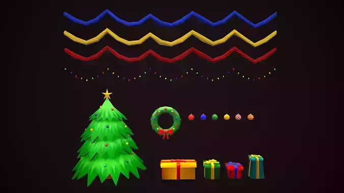 CHRISTMAS PACK 1 - CARTOON STYLIZED PROPS