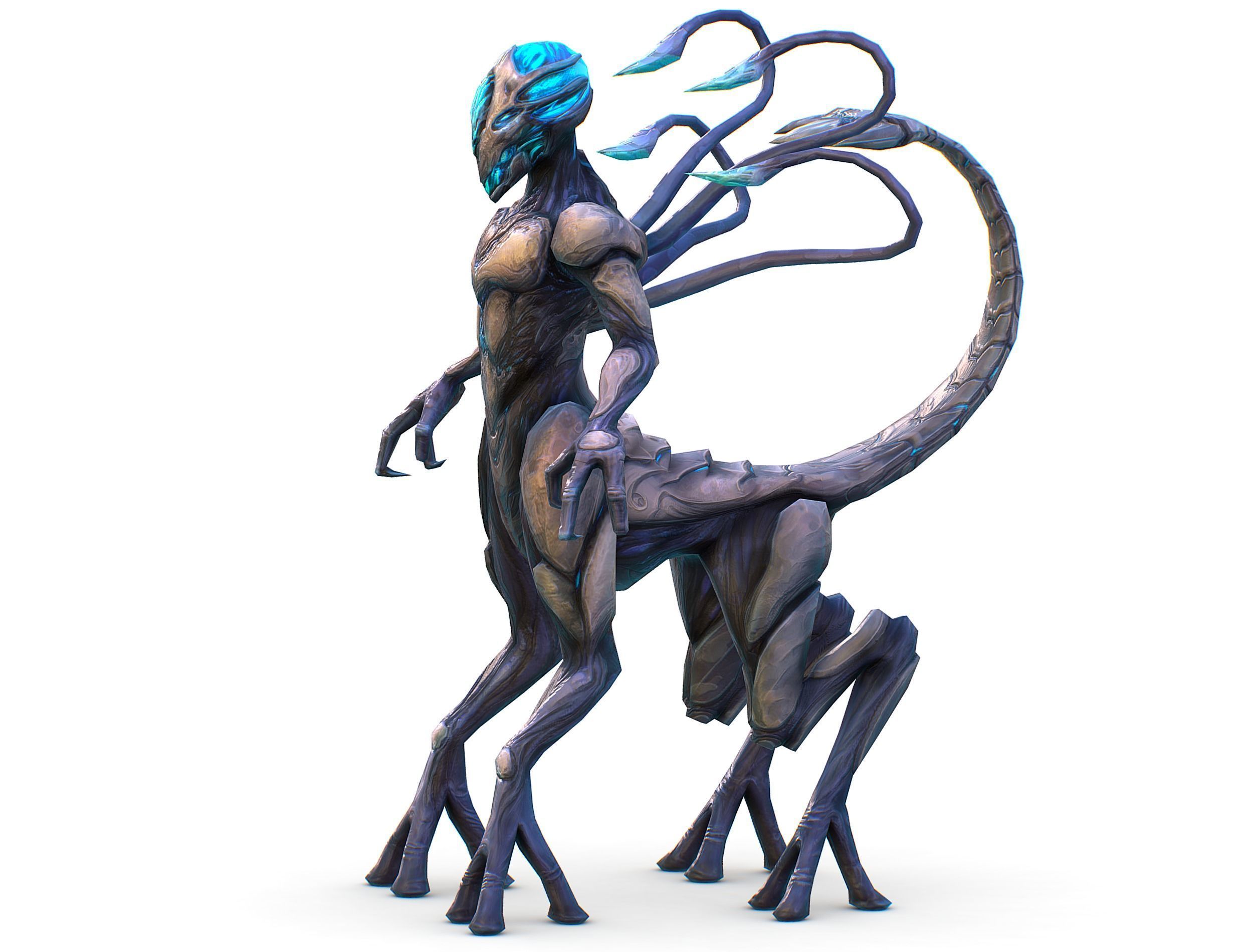 Low Poly Alien Cyborg Witch Wizard UFO Low-poly 3D model_6