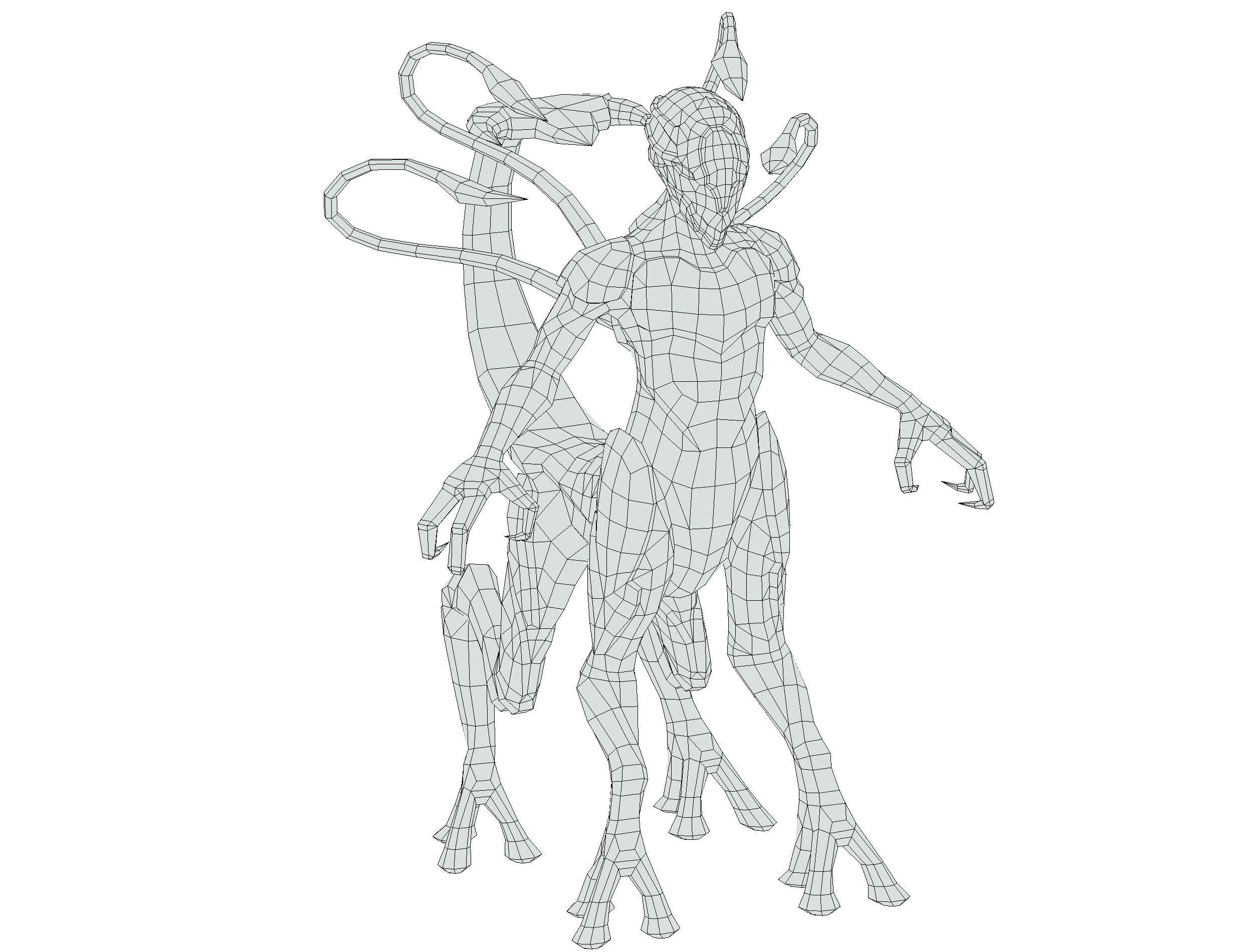 Low Poly Alien Cyborg Witch Wizard UFO Low-poly 3D model_23