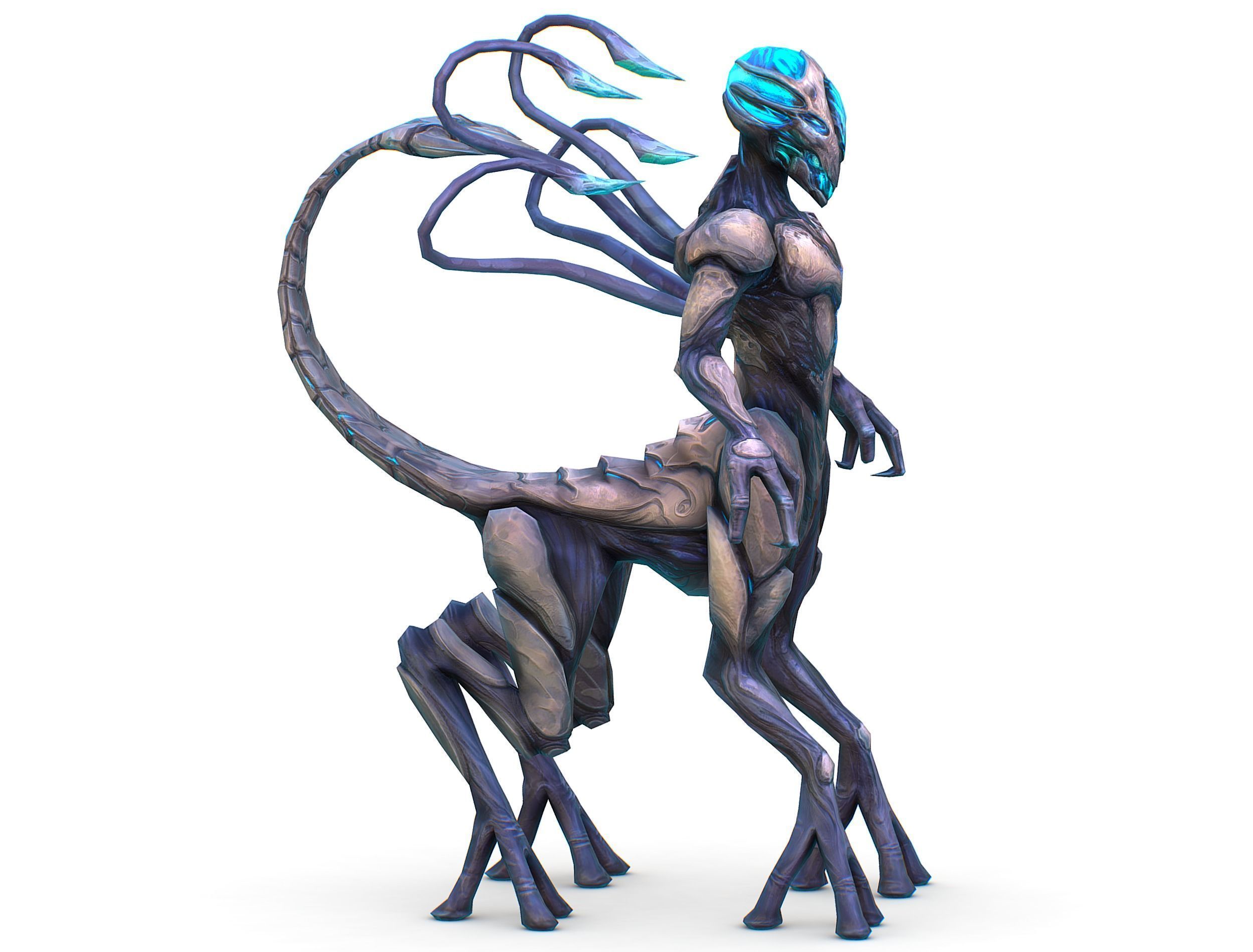 Low Poly Alien Cyborg Witch Wizard UFO Low-poly 3D model_13