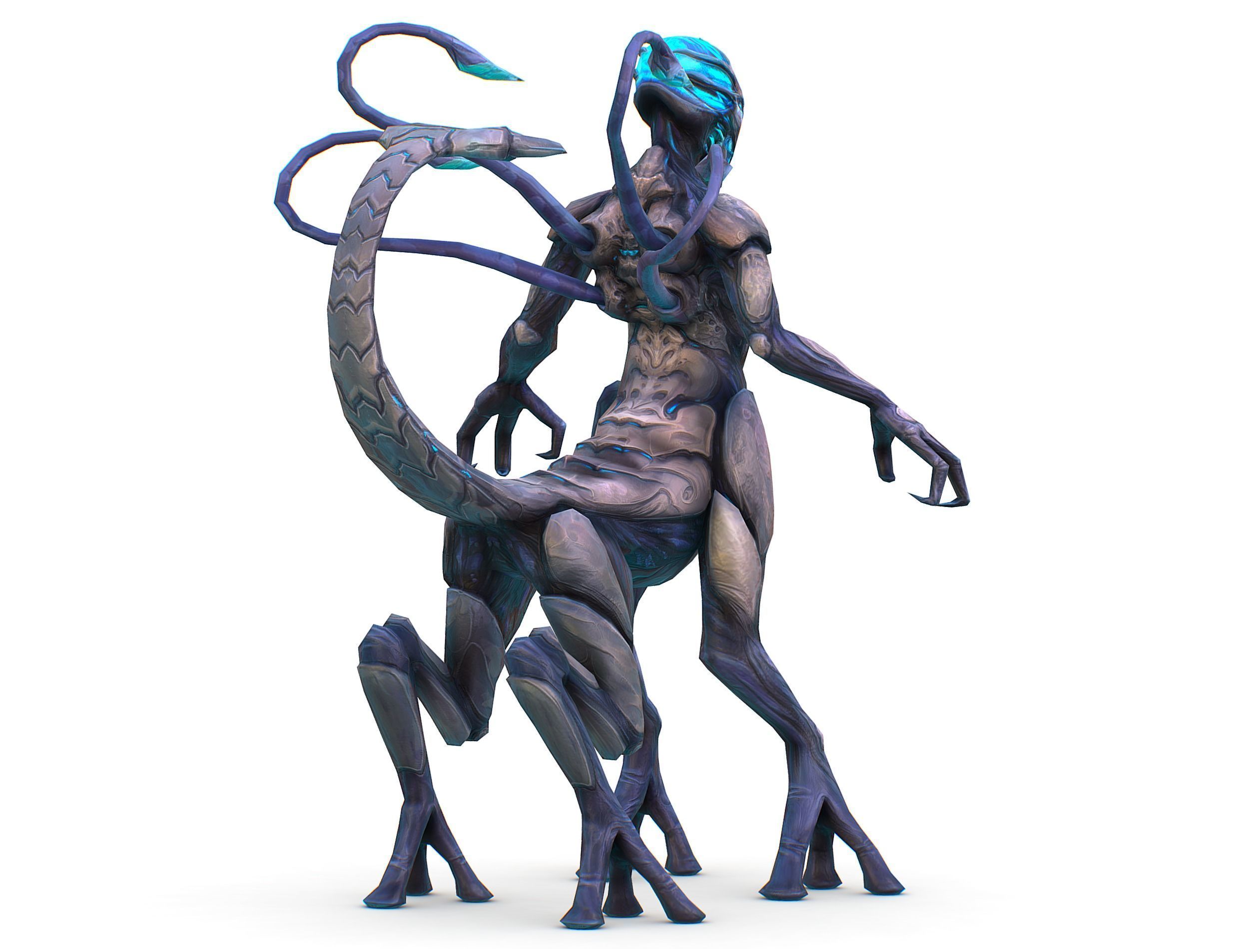 Low Poly Alien Cyborg Witch Wizard UFO Low-poly 3D model_11