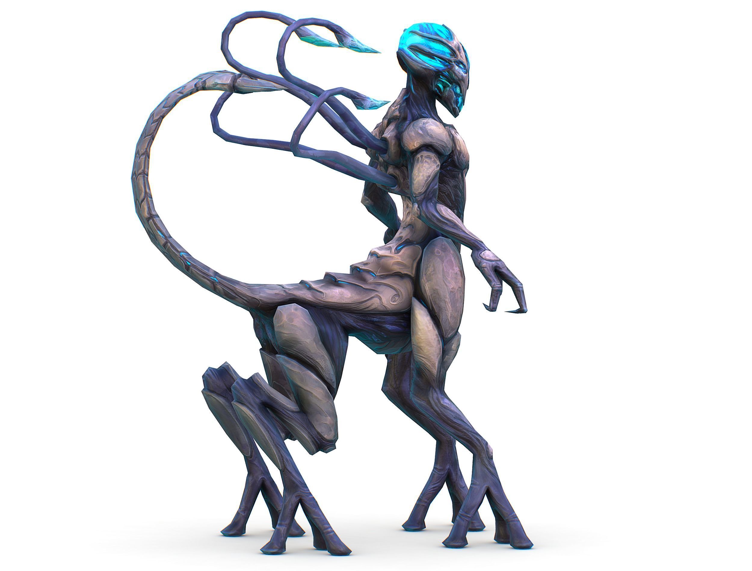 Low Poly Alien Cyborg Witch Wizard UFO Low-poly 3D model_12