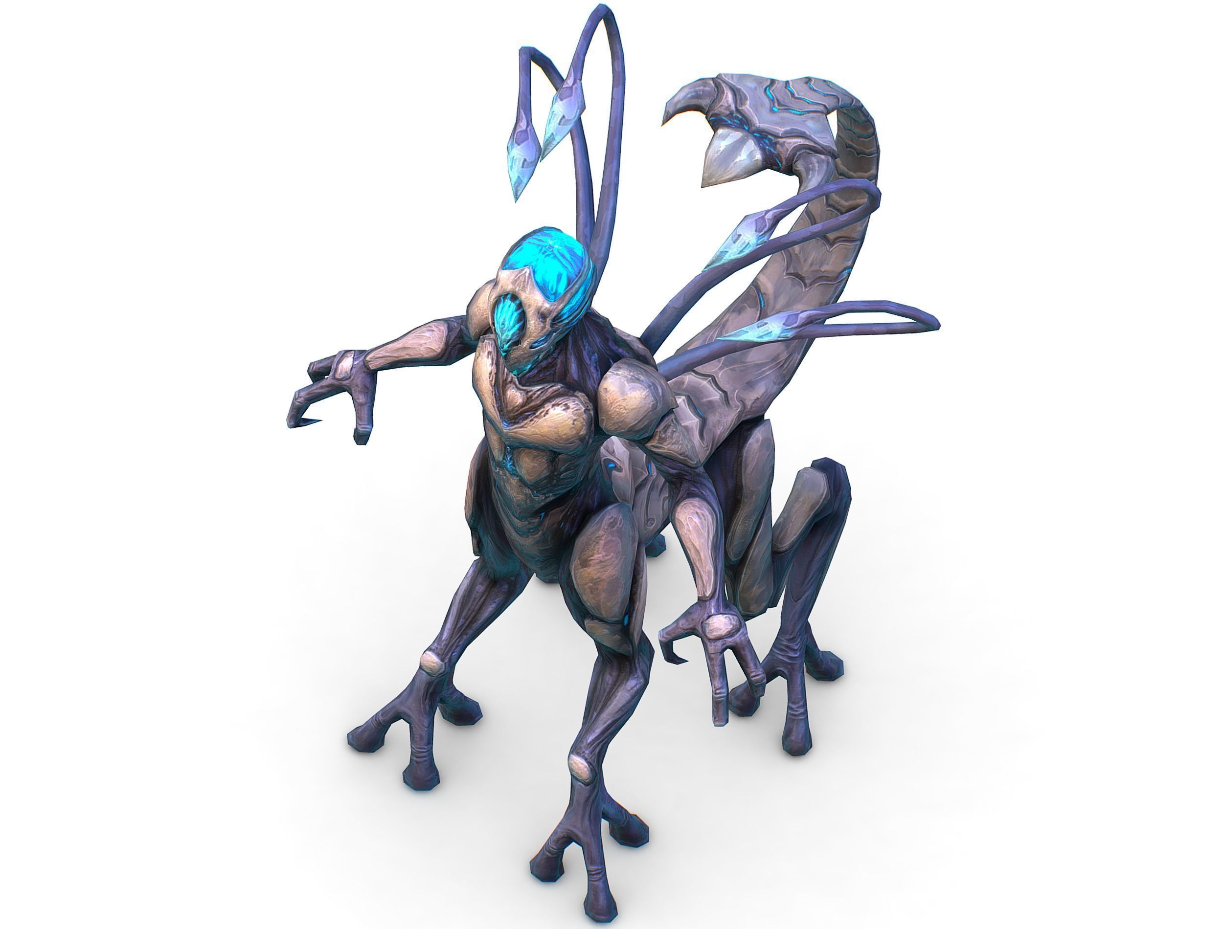 Low Poly Alien Cyborg Witch Wizard UFO Low-poly 3D model_17