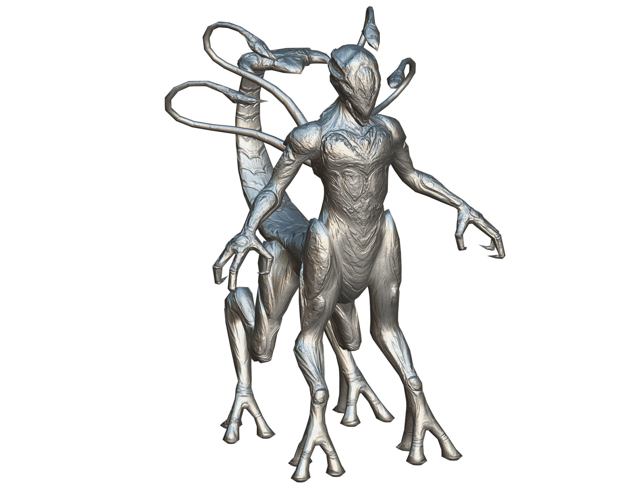 Low Poly Alien Cyborg Witch Wizard UFO Low-poly 3D model_22