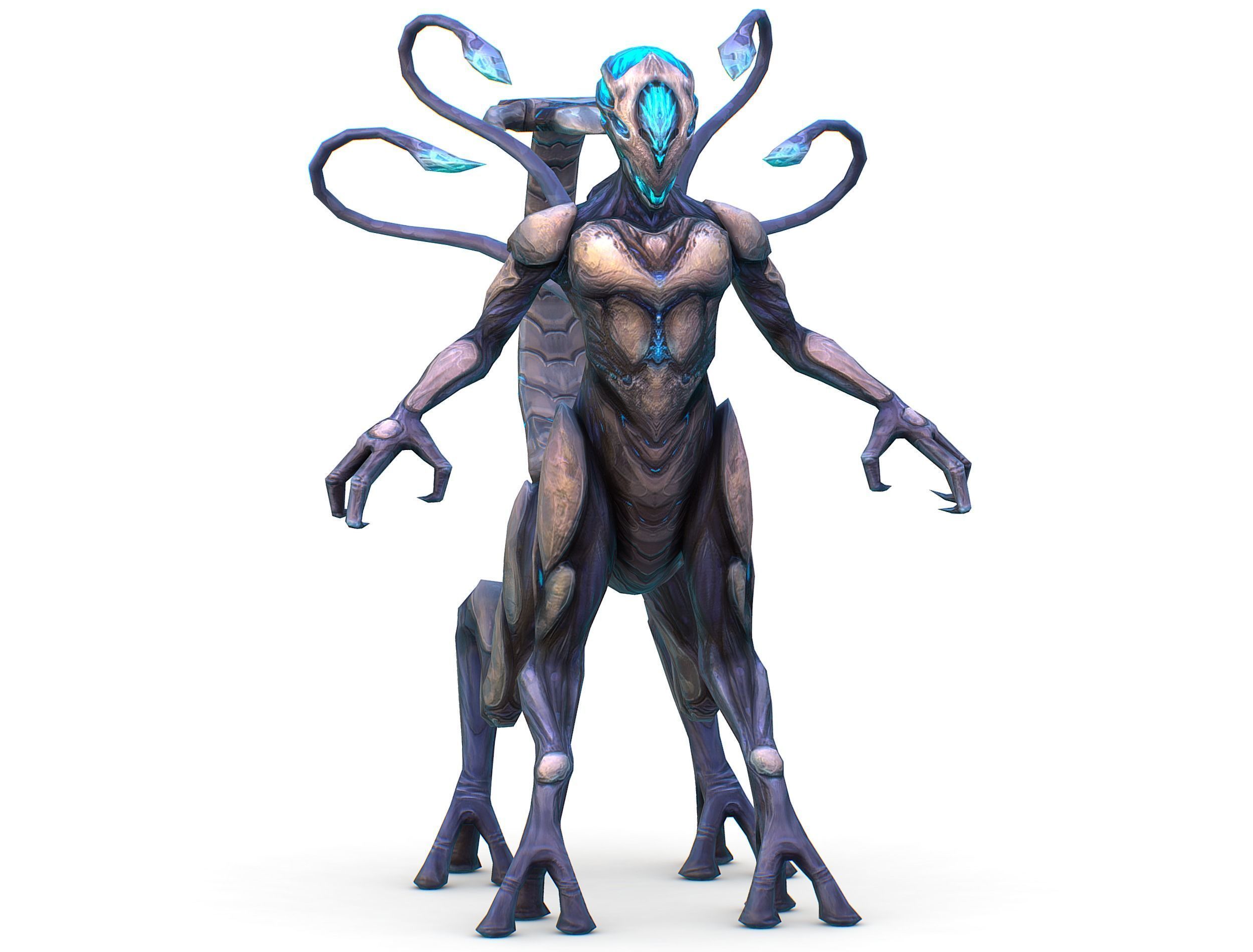 Low Poly Alien Cyborg Witch Wizard UFO Low-poly 3D model_2