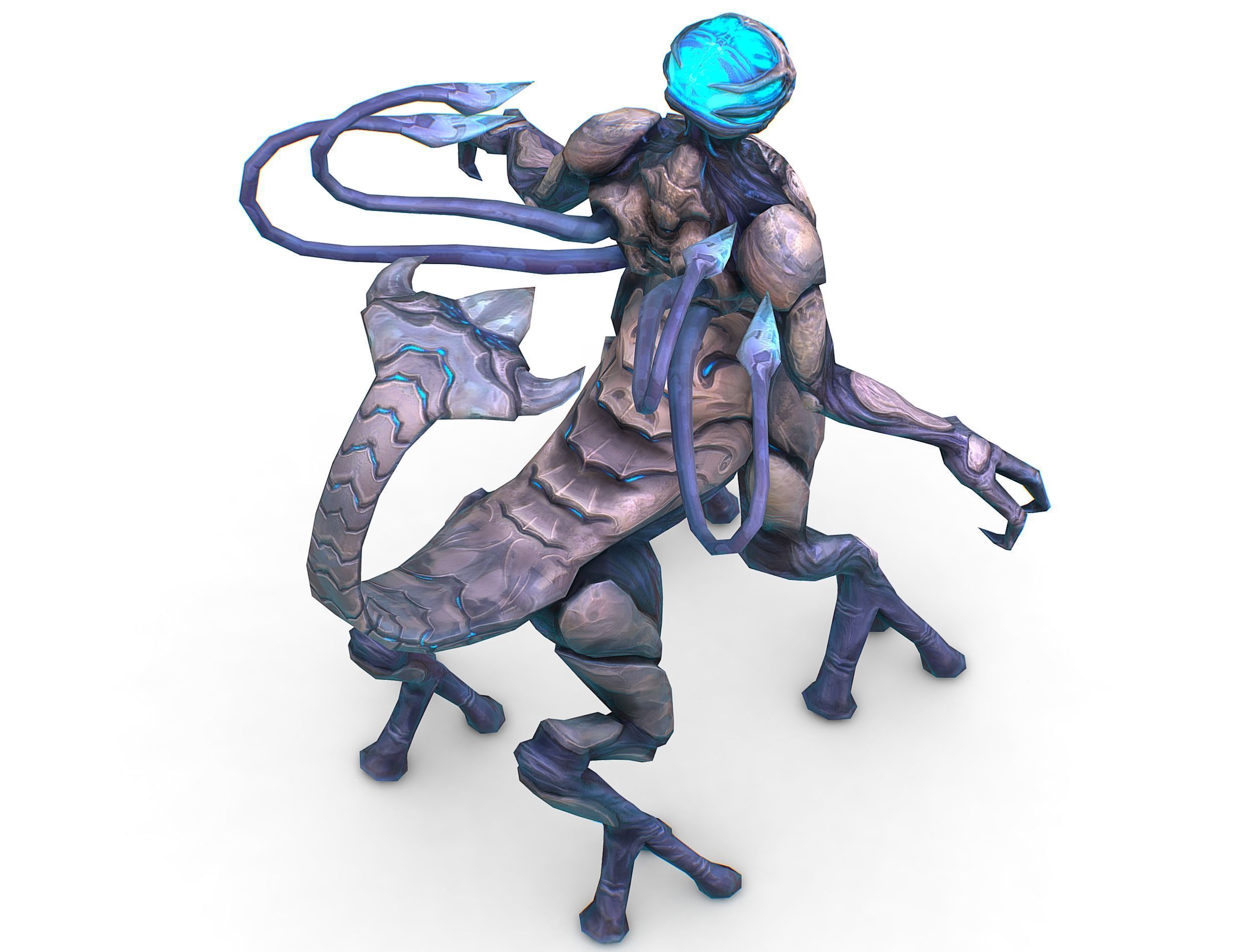 Low Poly Alien Cyborg Witch Wizard UFO Low-poly 3D model_19