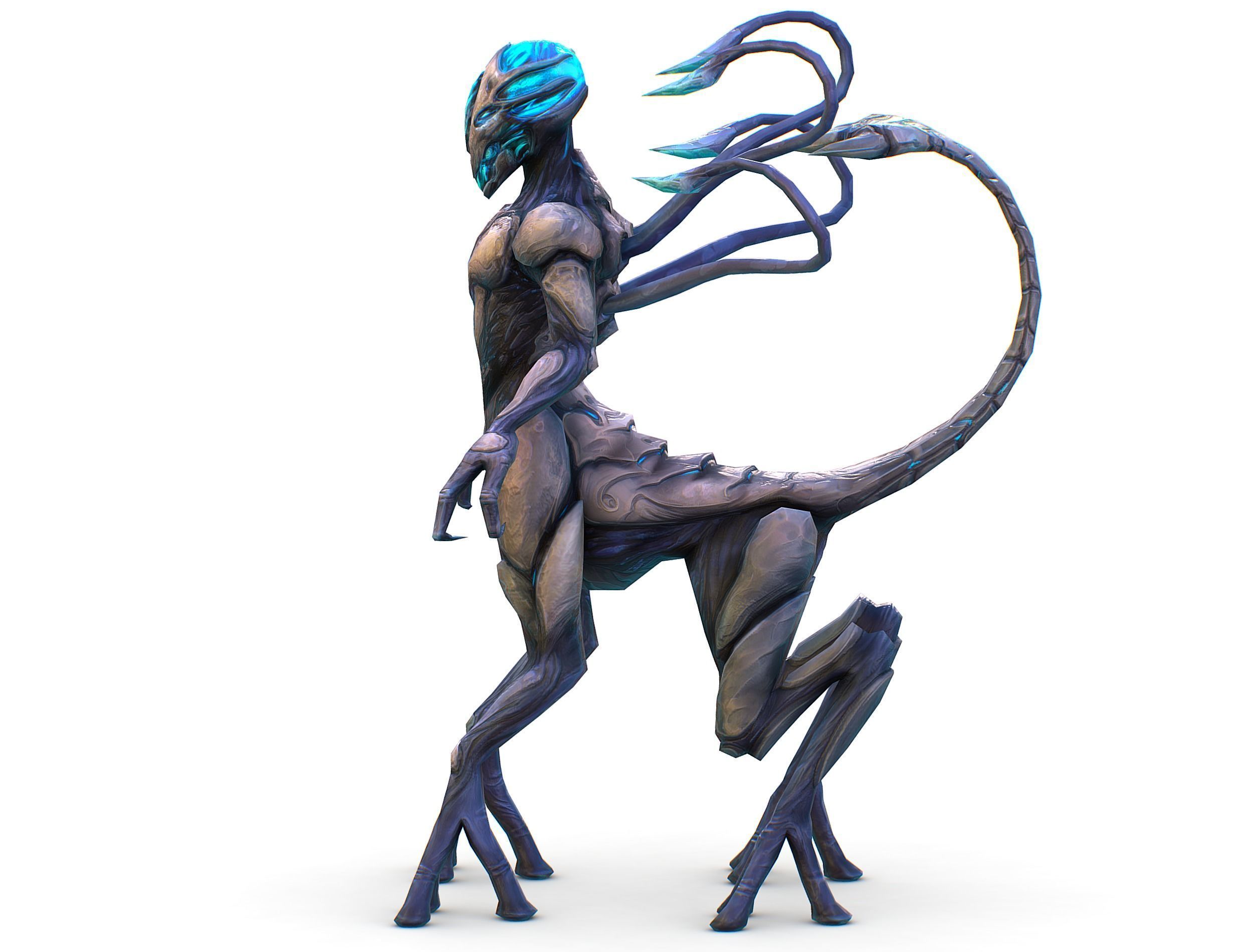 Low Poly Alien Cyborg Witch Wizard UFO Low-poly 3D model_7