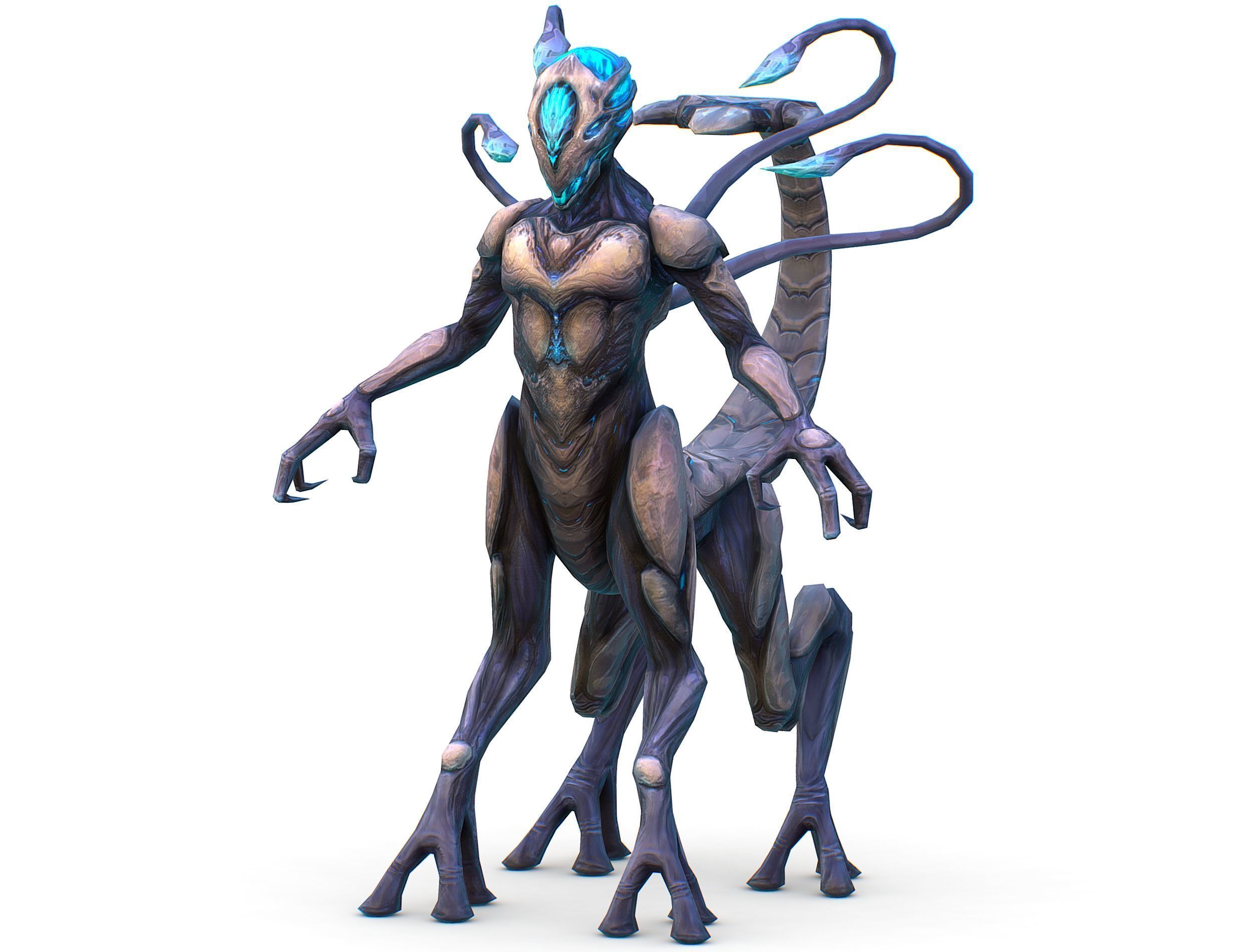 Low Poly Alien Cyborg Witch Wizard UFO Low-poly 3D model_4