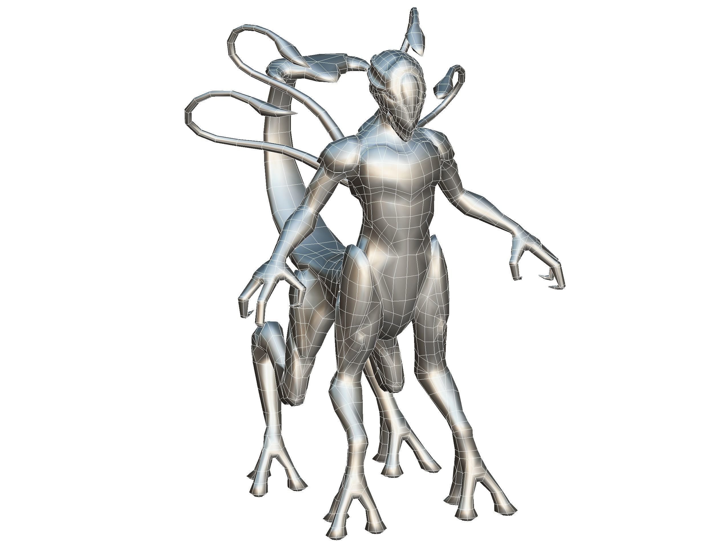 Low Poly Alien Cyborg Witch Wizard UFO Low-poly 3D model_21