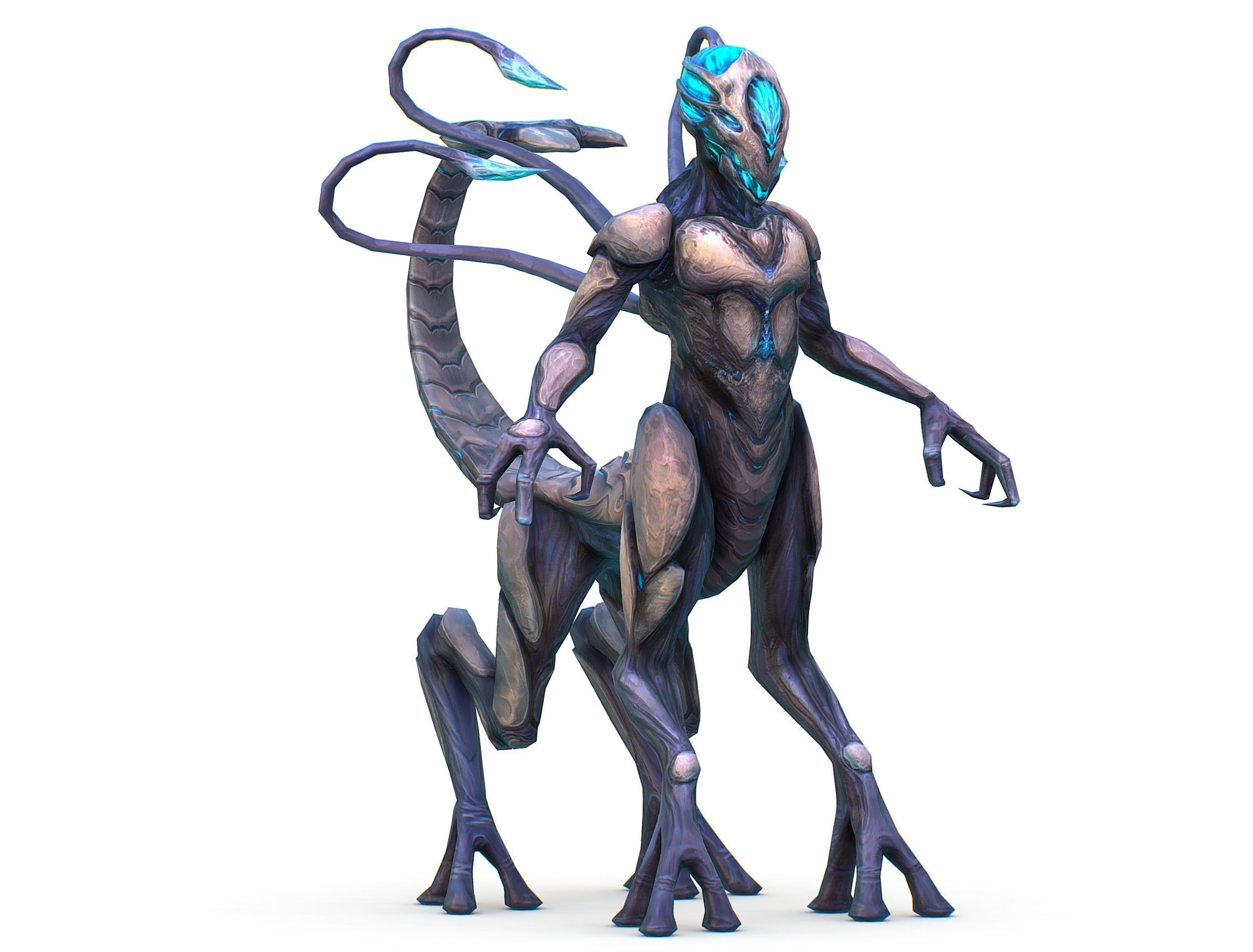 Low Poly Alien Cyborg Witch Wizard UFO Low-poly 3D model_14