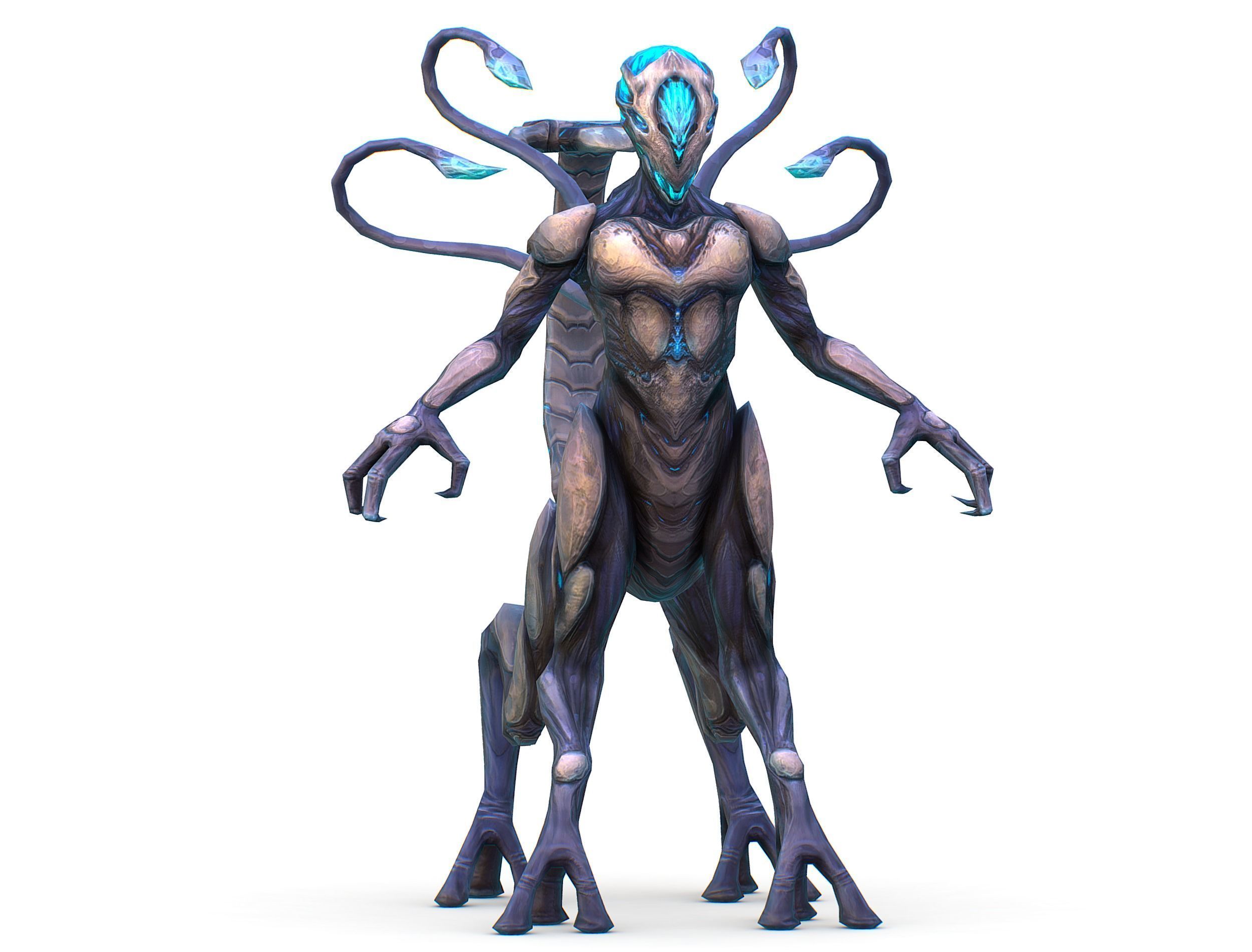 Low Poly Alien Cyborg Witch Wizard UFO Low-poly 3D model_15