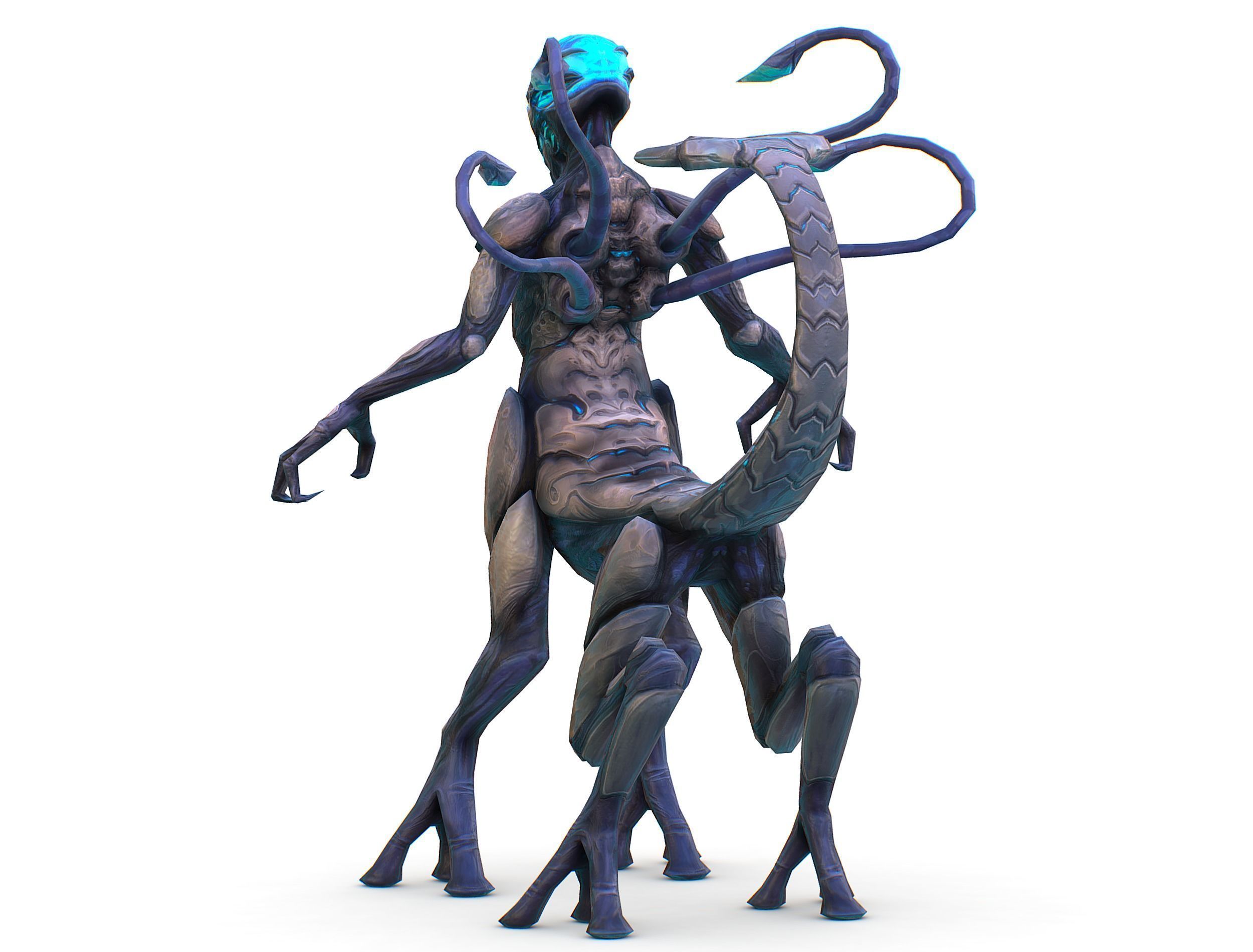 Low Poly Alien Cyborg Witch Wizard UFO Low-poly 3D model_9