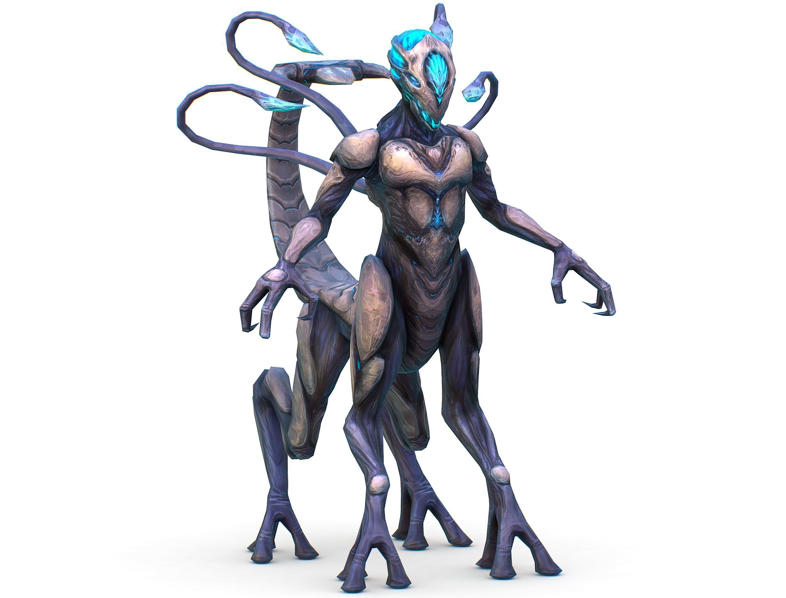 Low Poly Alien Cyborg Witch Wizard UFO Low-poly 3D model_1