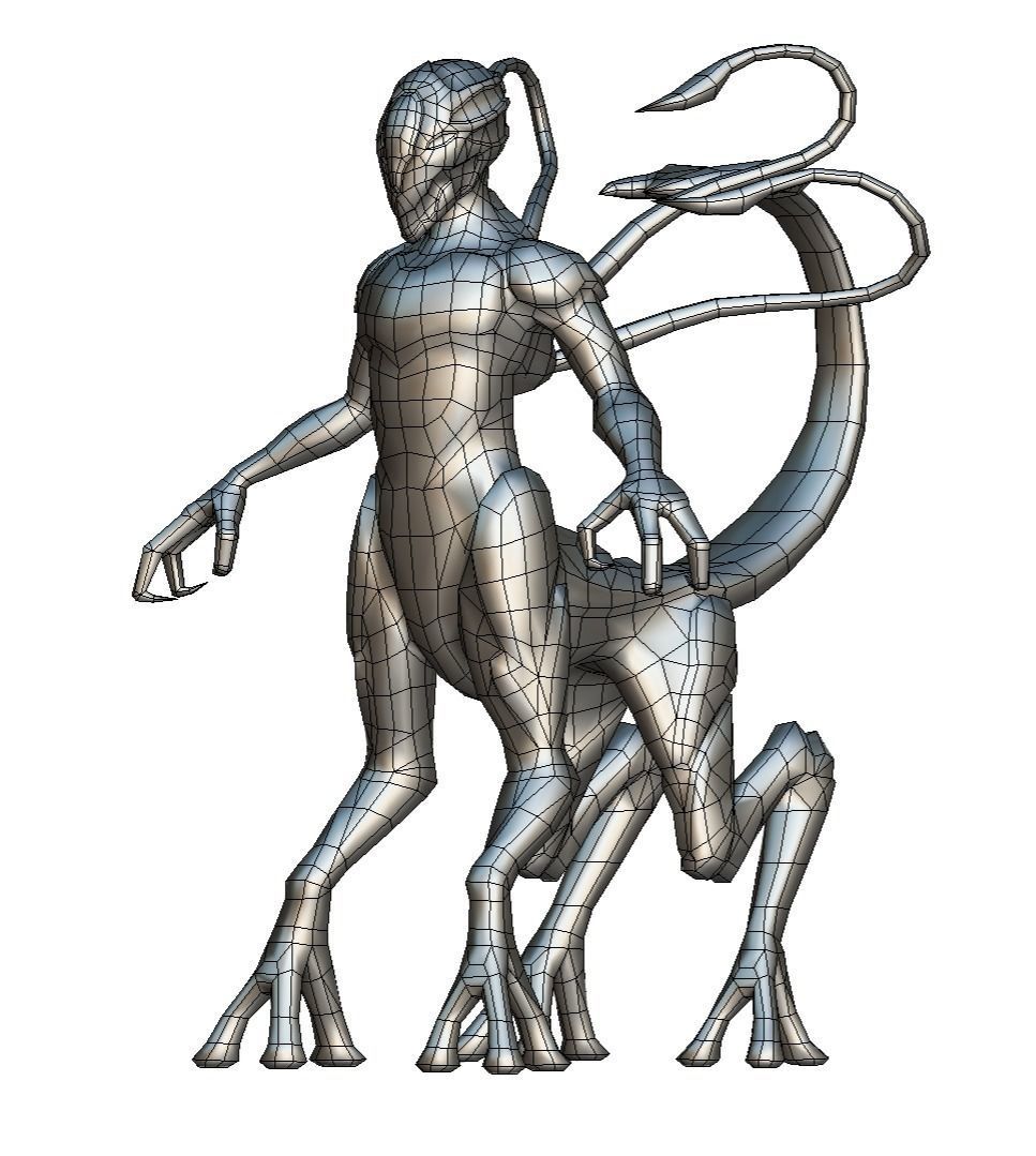 Low Poly Alien Cyborg Witch Wizard UFO Low-poly 3D model_25