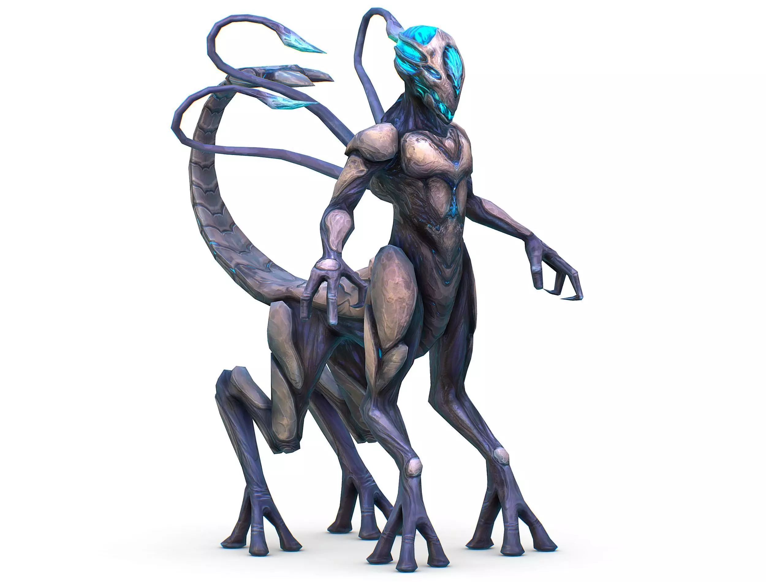 Low Poly Alien Cyborg Witch Wizard UFO Low-poly 3D model_0