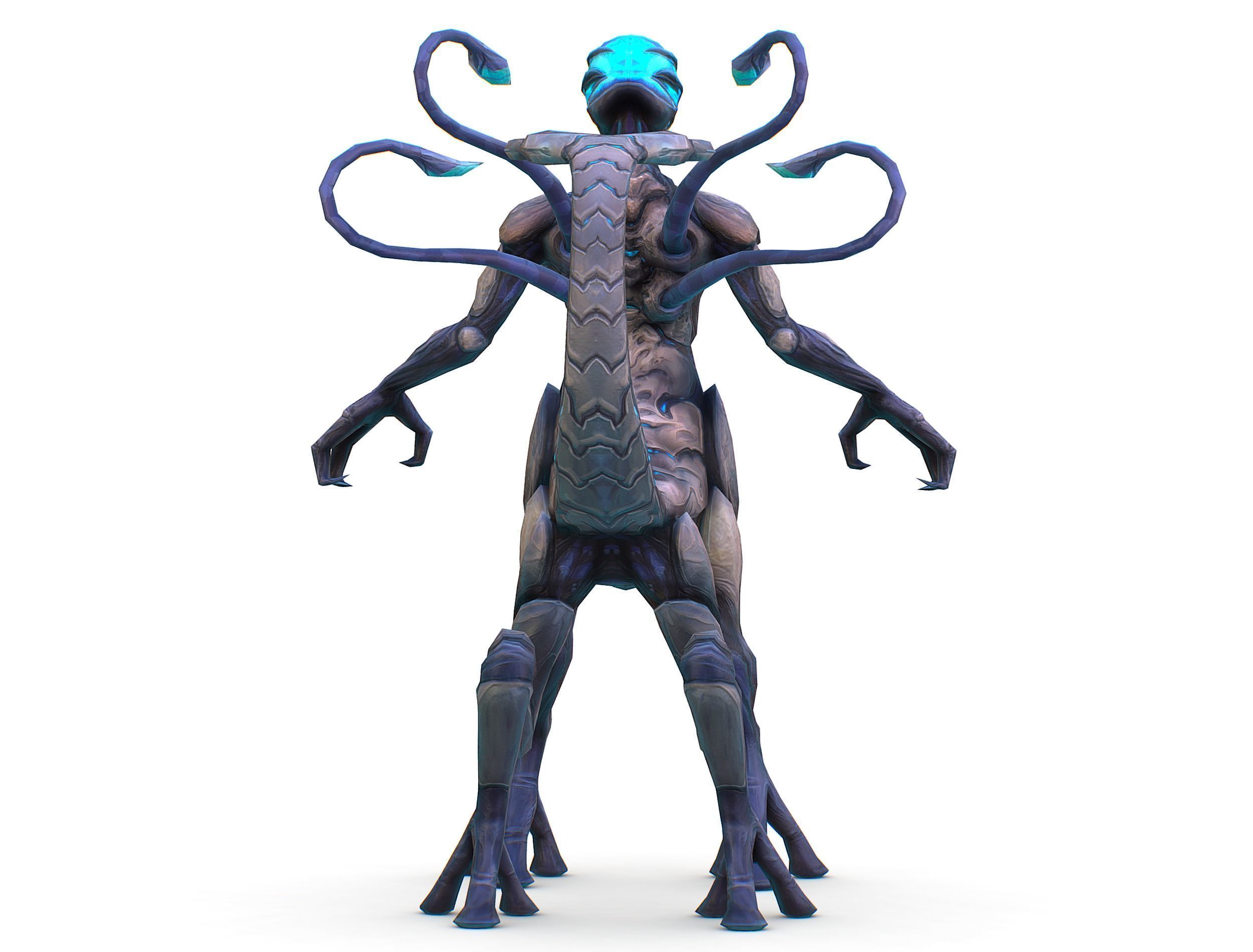 Low Poly Alien Cyborg Witch Wizard UFO Low-poly 3D model_10
