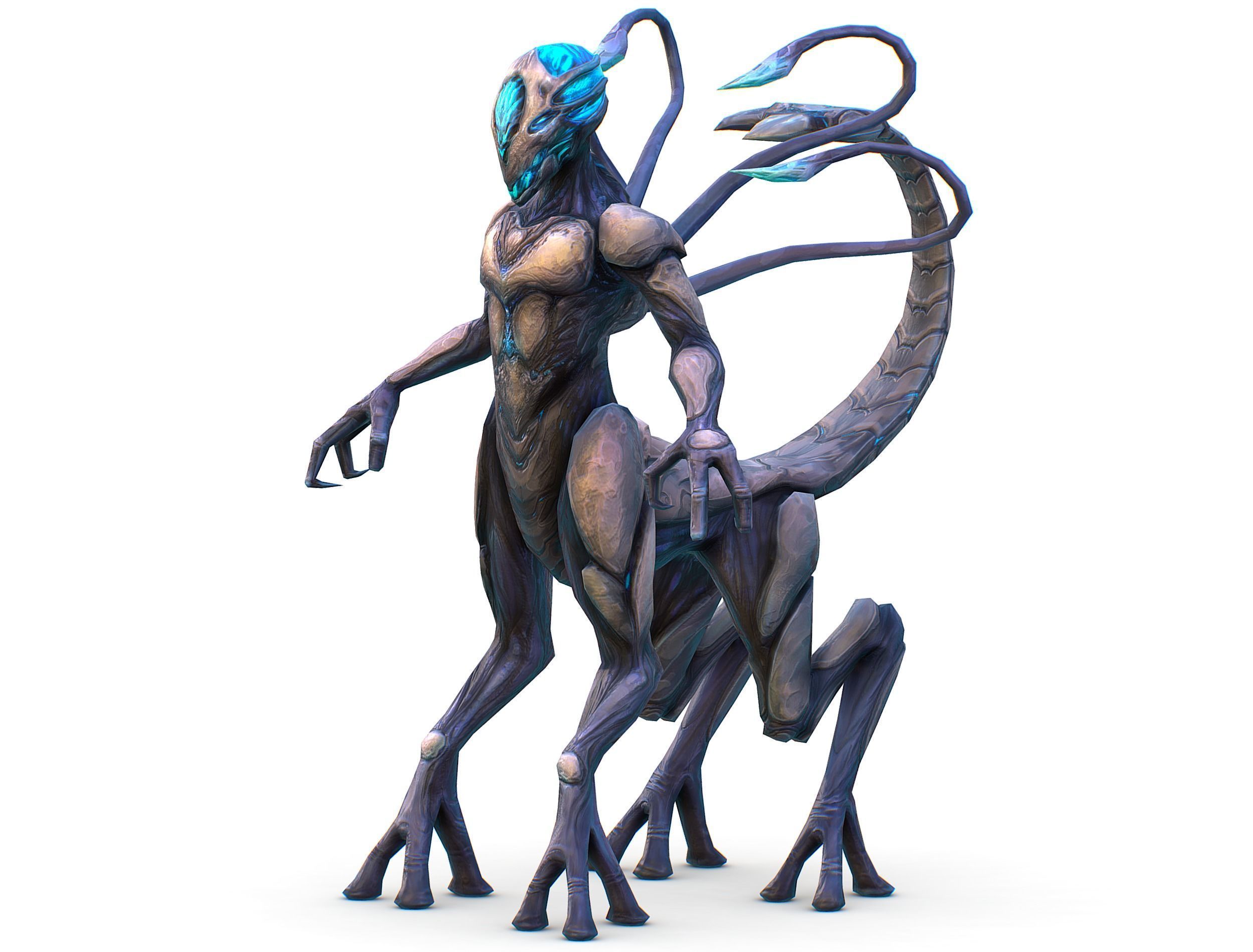 Low Poly Alien Cyborg Witch Wizard UFO Low-poly 3D model_5