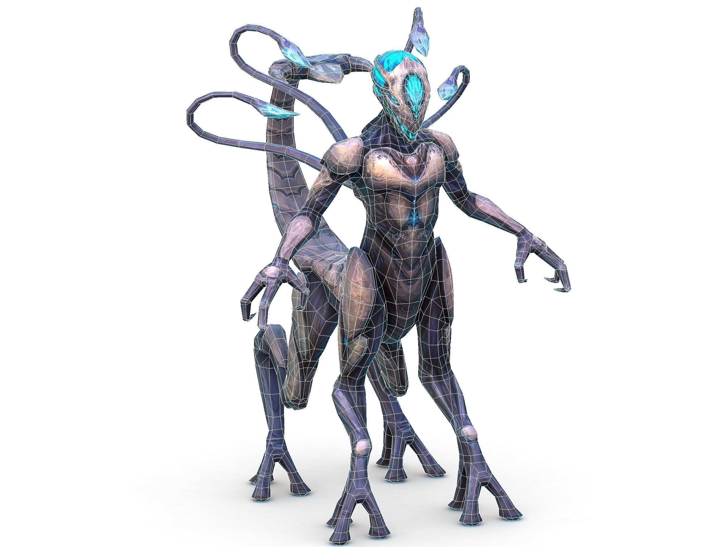 Low Poly Alien Cyborg Witch Wizard UFO Low-poly 3D model_20