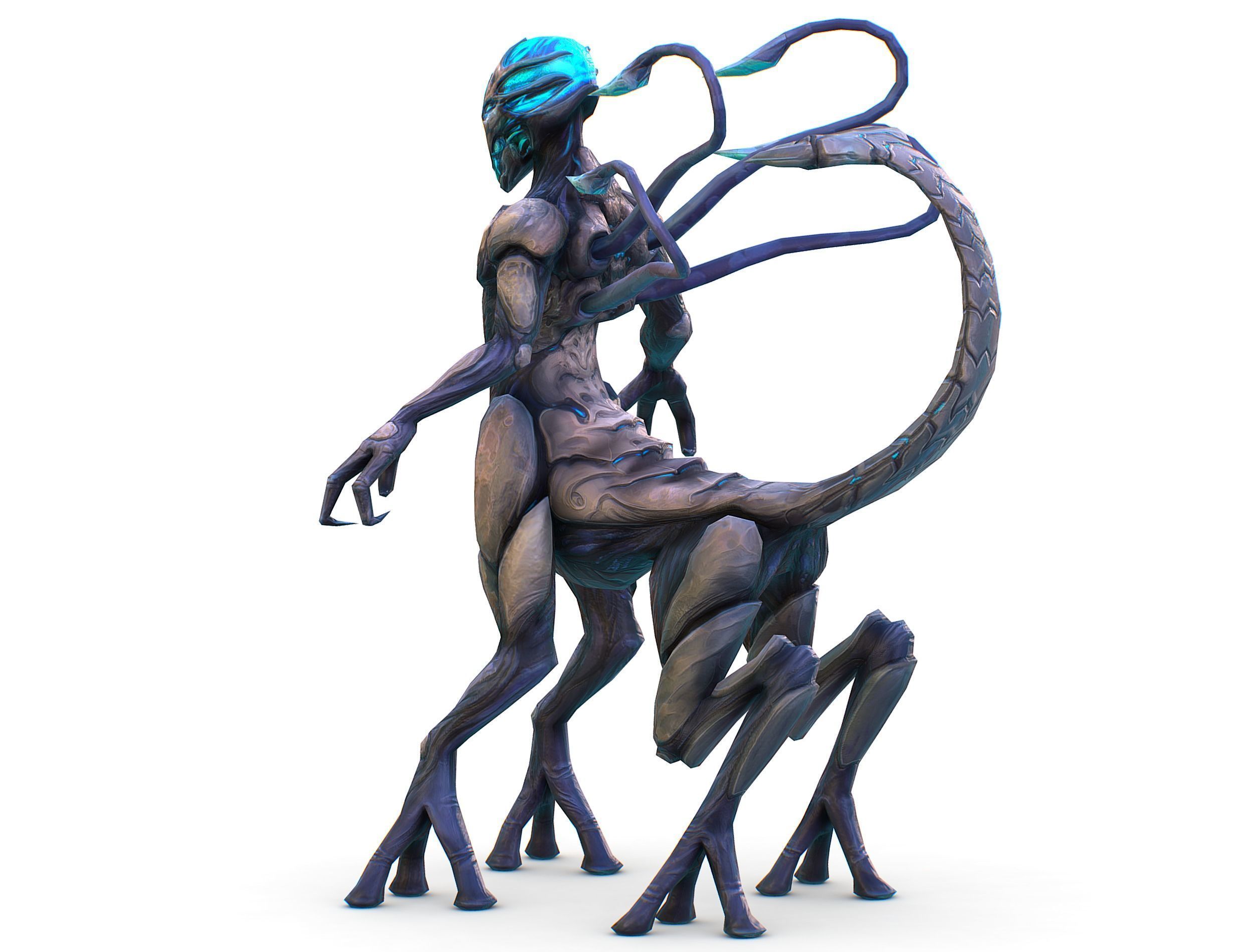 Low Poly Alien Cyborg Witch Wizard UFO Low-poly 3D model_8