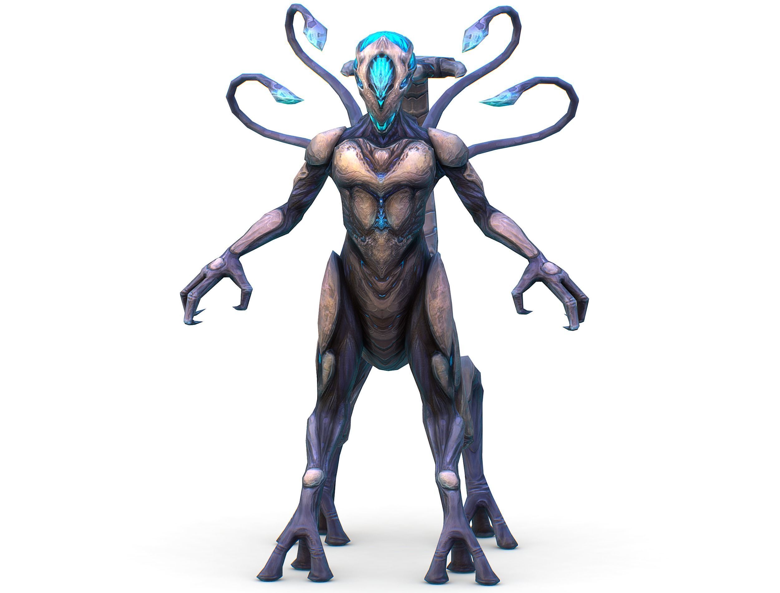 Low Poly Alien Cyborg Witch Wizard UFO Low-poly 3D model_3