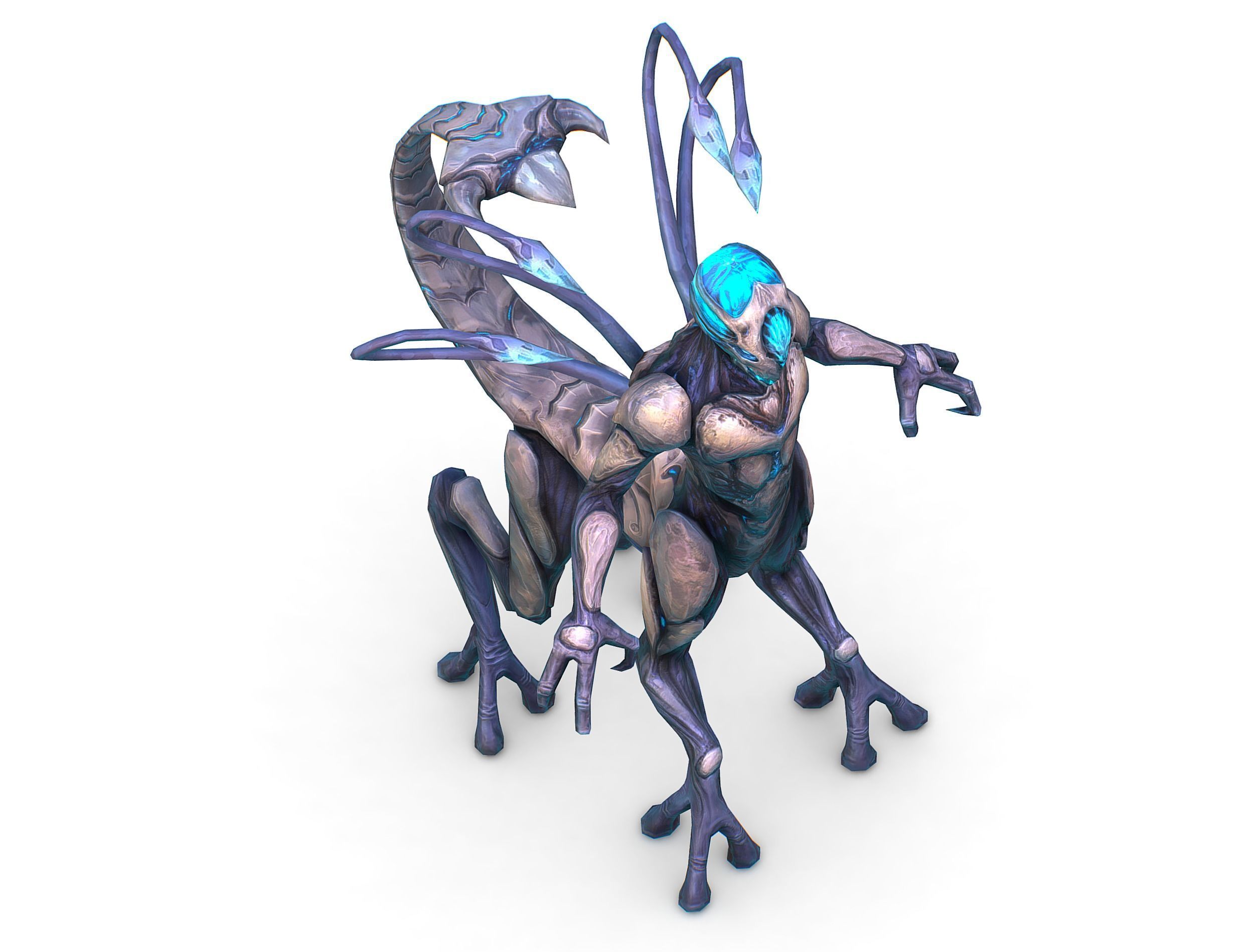 Low Poly Alien Cyborg Witch Wizard UFO Low-poly 3D model_16