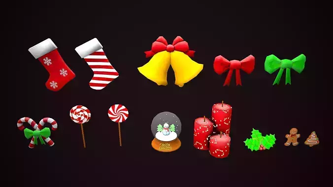 CHRISTMAS PACK 3 - CARTOON STYLIZED PROPS